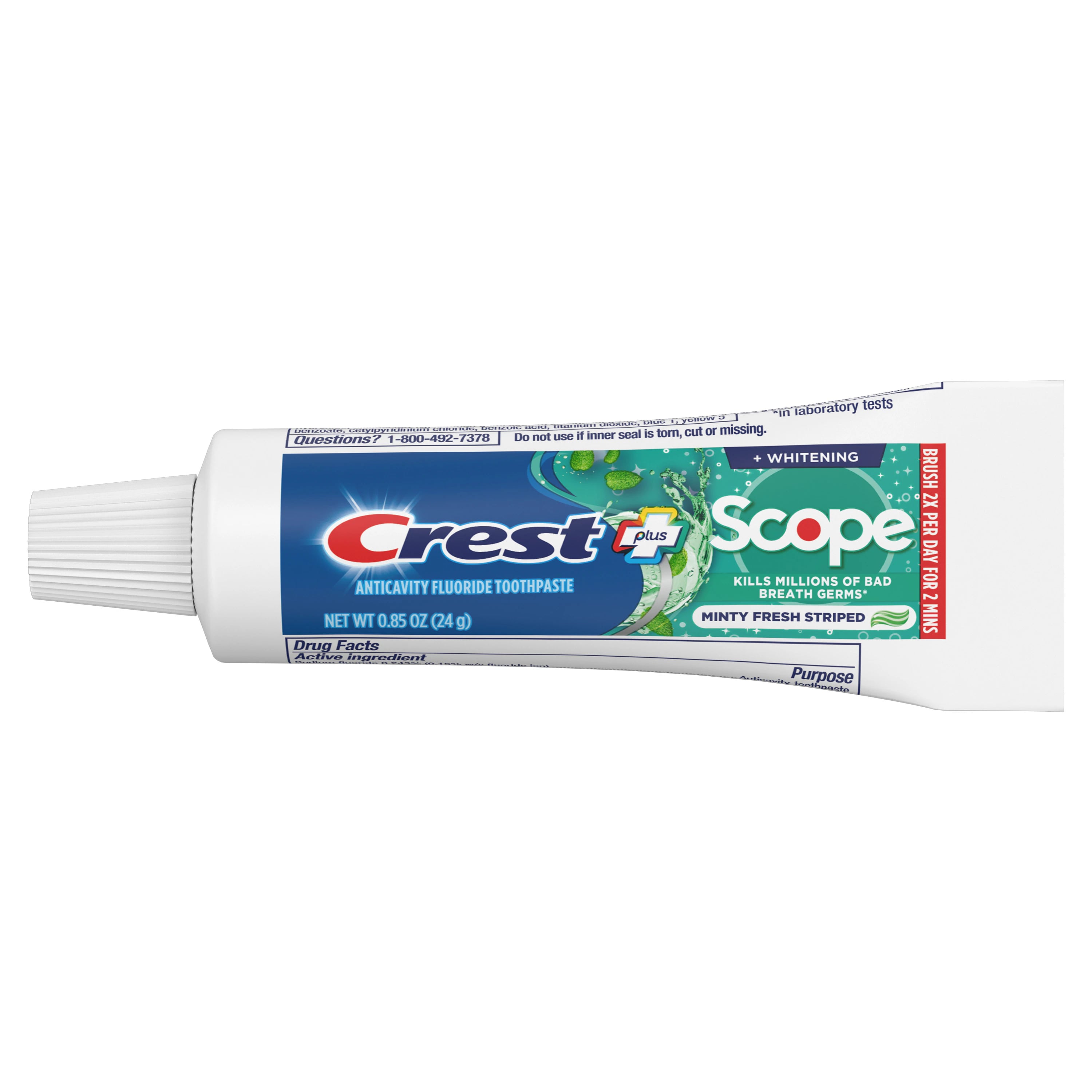 Crest Complete Whitening + Scope Outlast Toothpaste, Mint, 0.85 oz Tube, 72/Pkg, 83904137