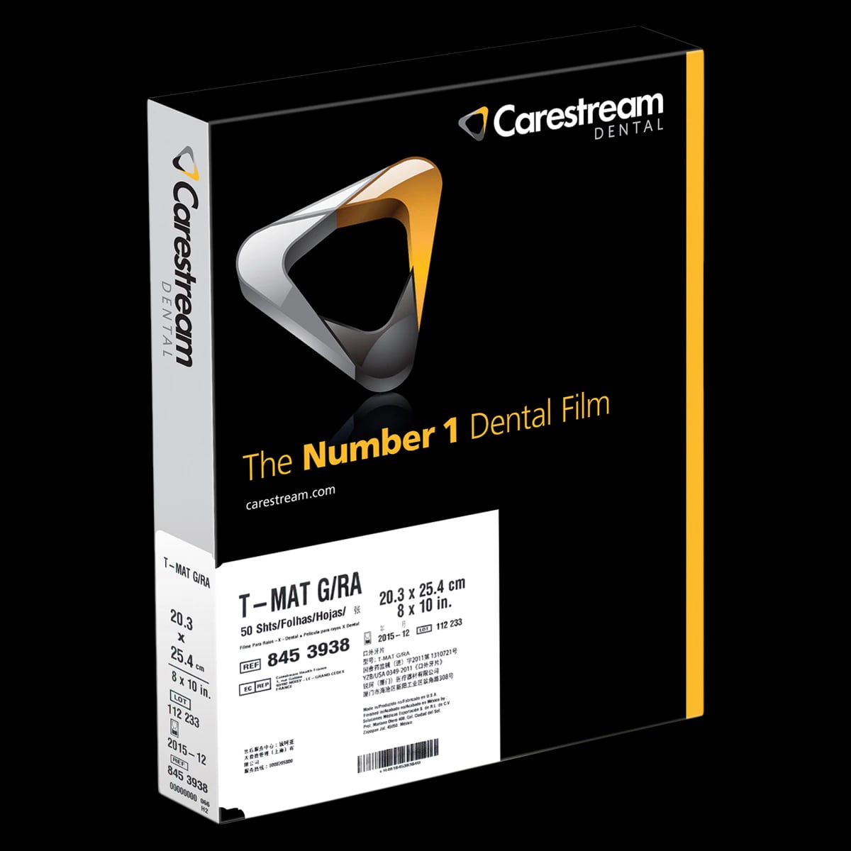 Carestream Health T-MAT G/RA Extraoral X-Ray Film, Cephalometric, 8" x 10", Green-Sensitive, 50 Sheets/Box, TMG-1, 8453938
