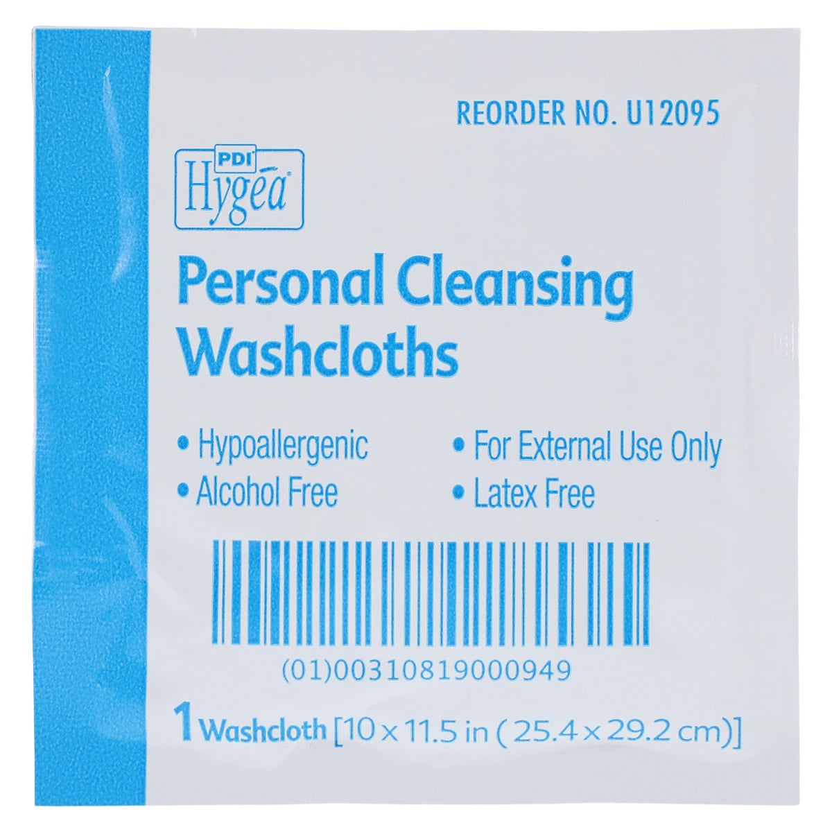 PDI Hygea Flushable Personal Cleansing Cloths, Individually Packed, 10" x 11.5", Aloe & Vitamin E, Light Fresh Scent, 400/Case, U12095
