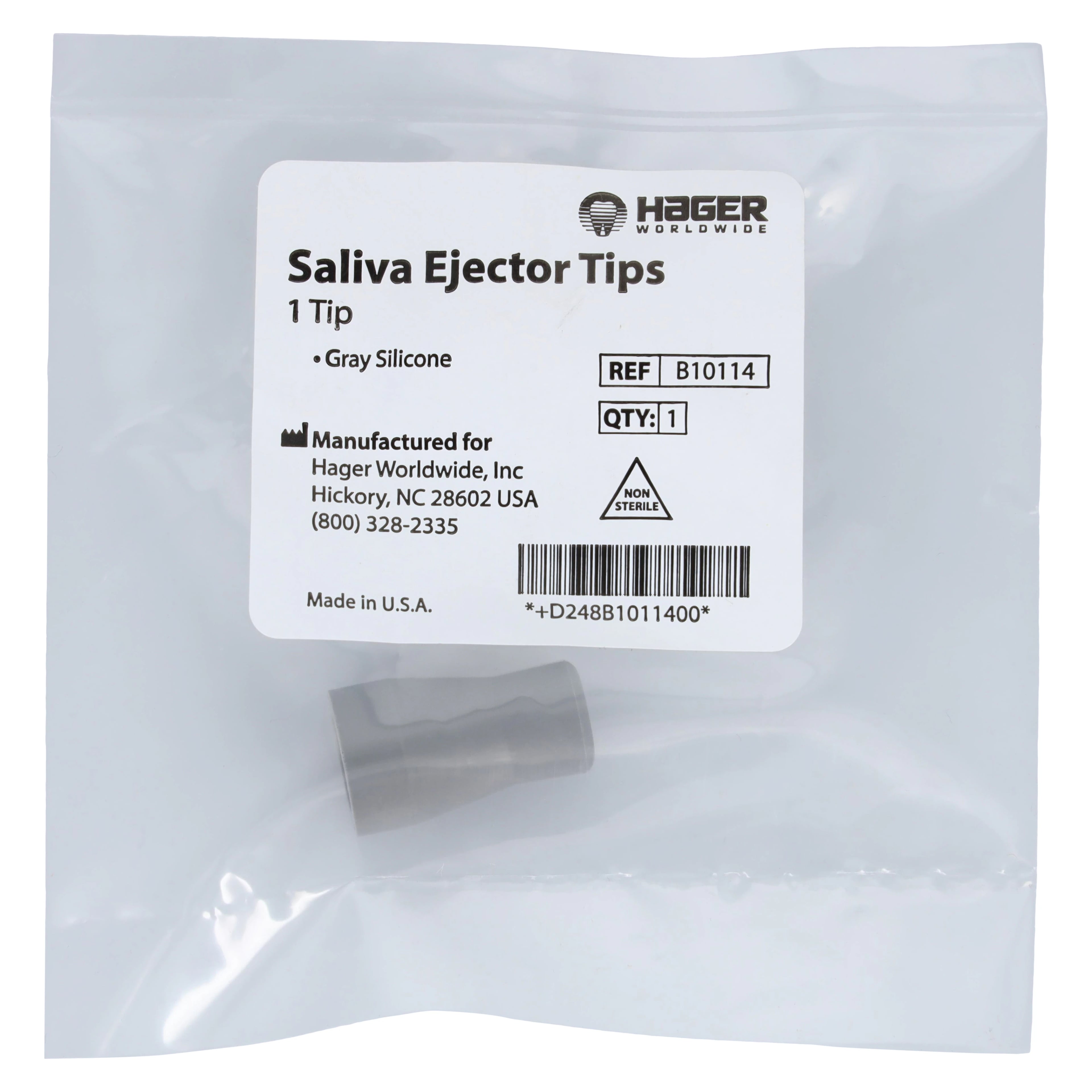 Bull Frog Saliva Ejector Tip, Gray Silicone, Autoclavable, 1/Pk, B10114