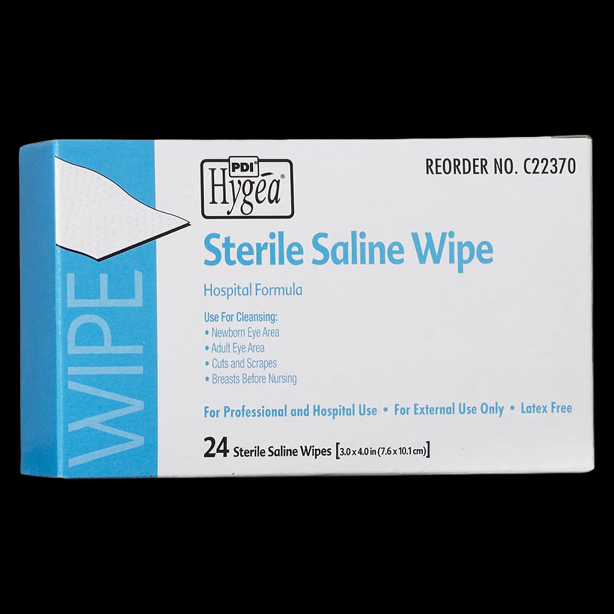 PDI Hygea Sterile Saline Skin Wipe, 3 mL, 6" x 4", Individually Wrapped, 24/Box, C22370
