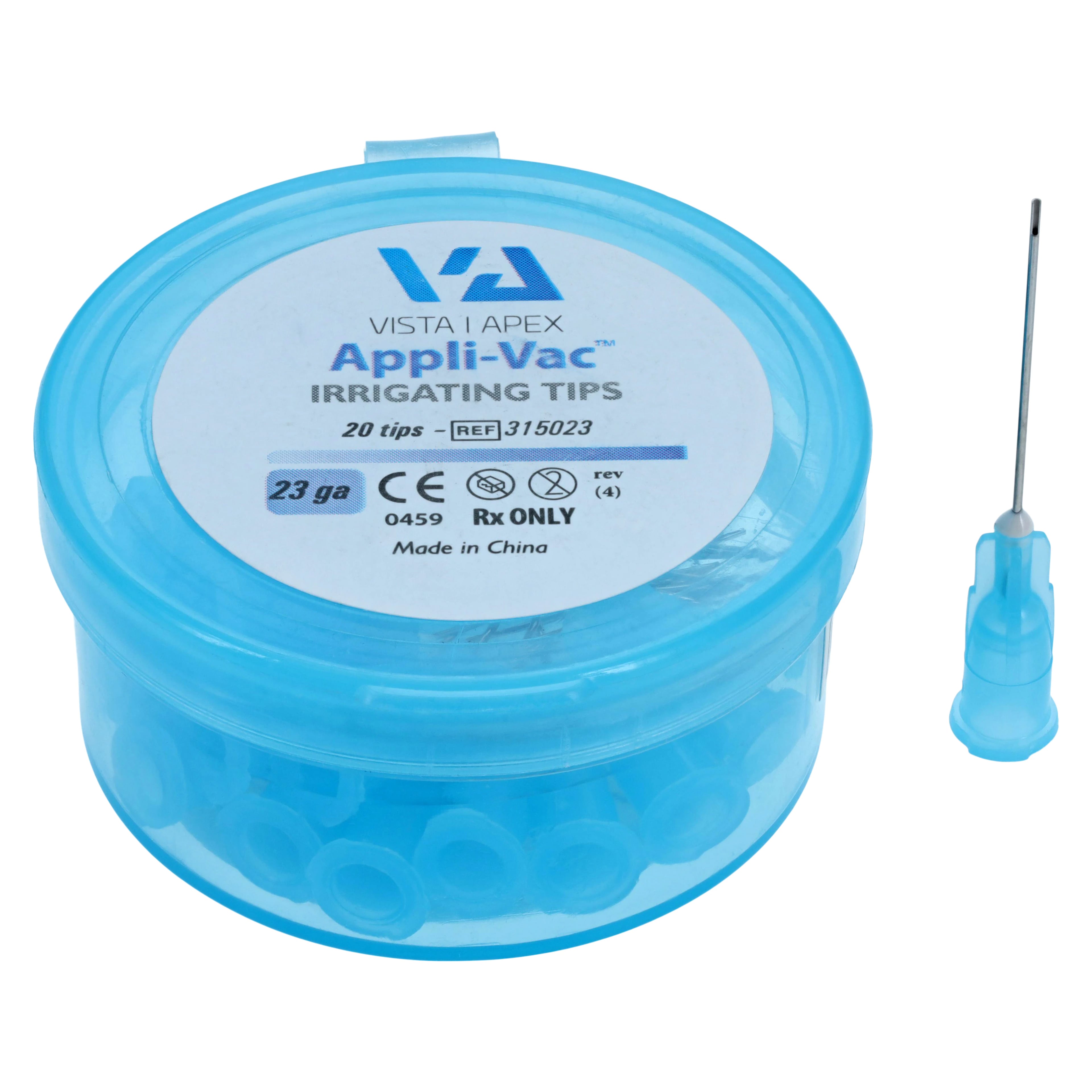 Appli-Vac Bendable Side Vent Irrigating Needle Tips, 23 Gauge, Blue, 1", 20/Pk, 315023
