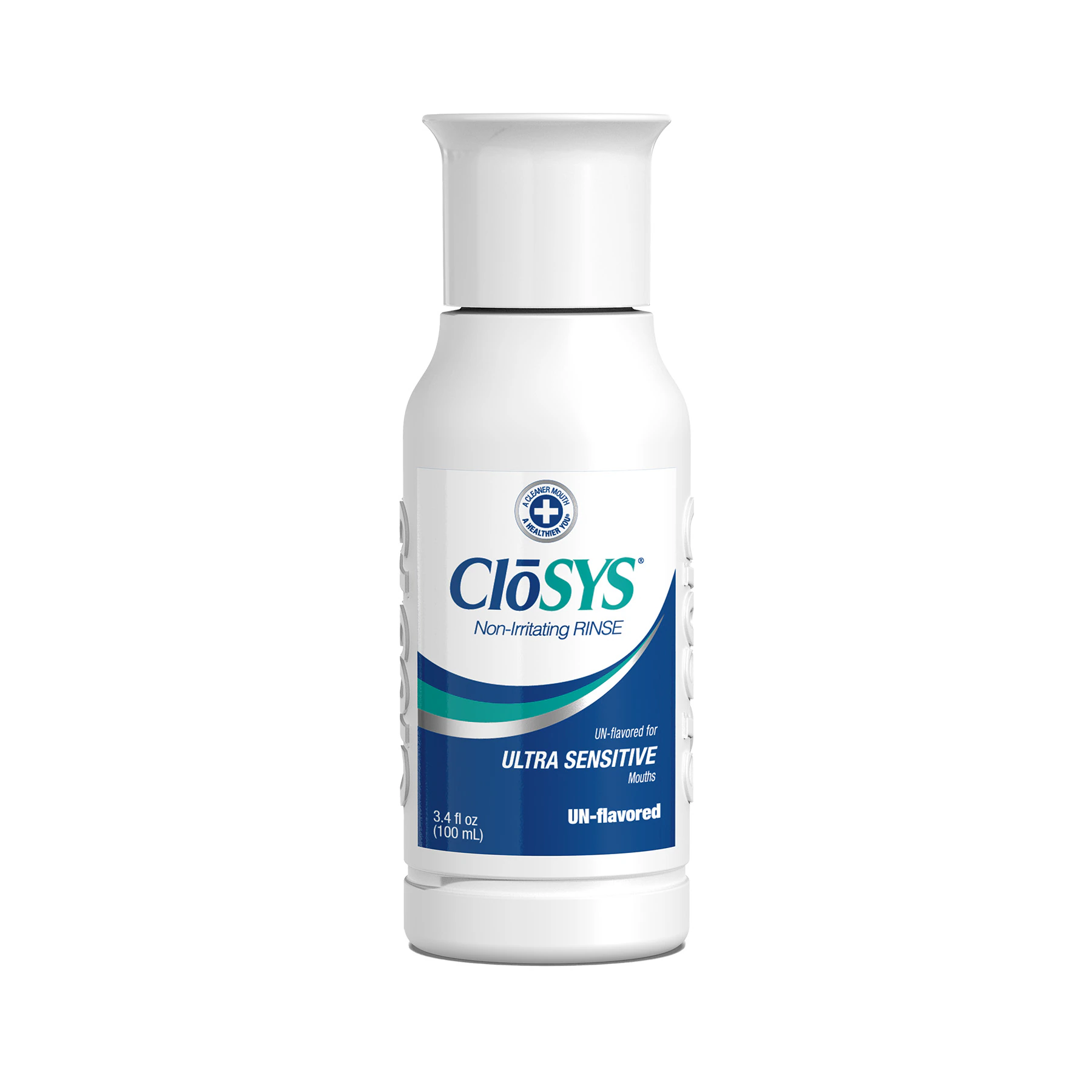 CloSYS Ultra Sensitive Oral Health Rinse, Unflavored, Alcohol-Free, 3.4 oz Bottle, 48/Case