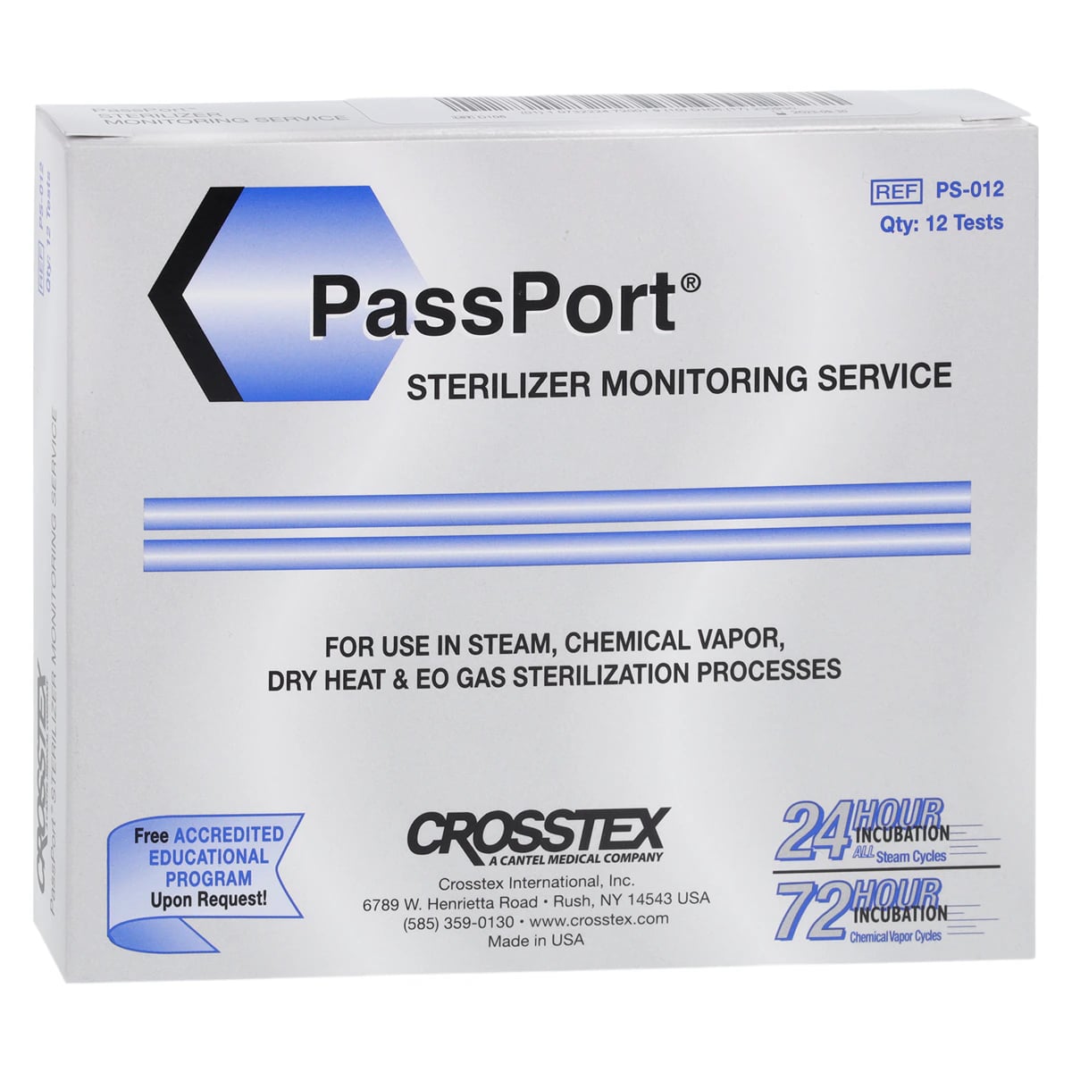 PassPort Sterilizer Monitoring Service, Mail-In Biological Indicators, 12/Pkg, PS-012