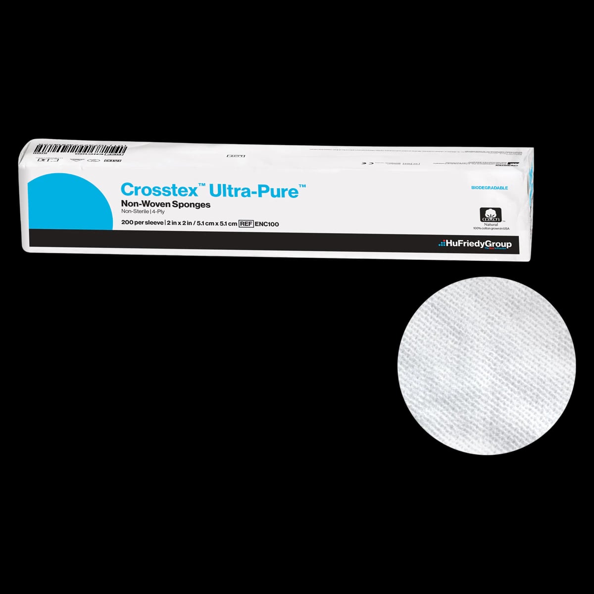 UltraPure Non-Woven Sponges, 4 Ply, Non-Sterile, 2" x 2", 100% Cotton, 5000/Case, ENC100
