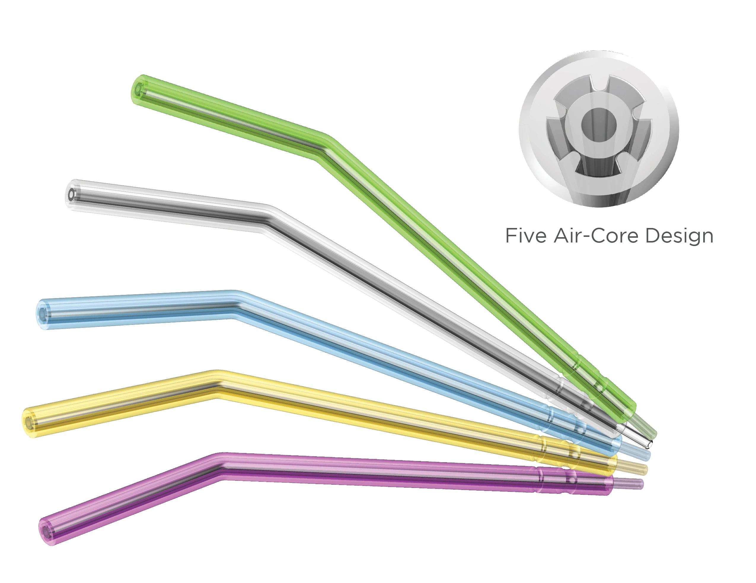 NeoTip Air/Water Syringe Tips, Clear with Assorted Color Cores, 250/Pack, 105-250AST
