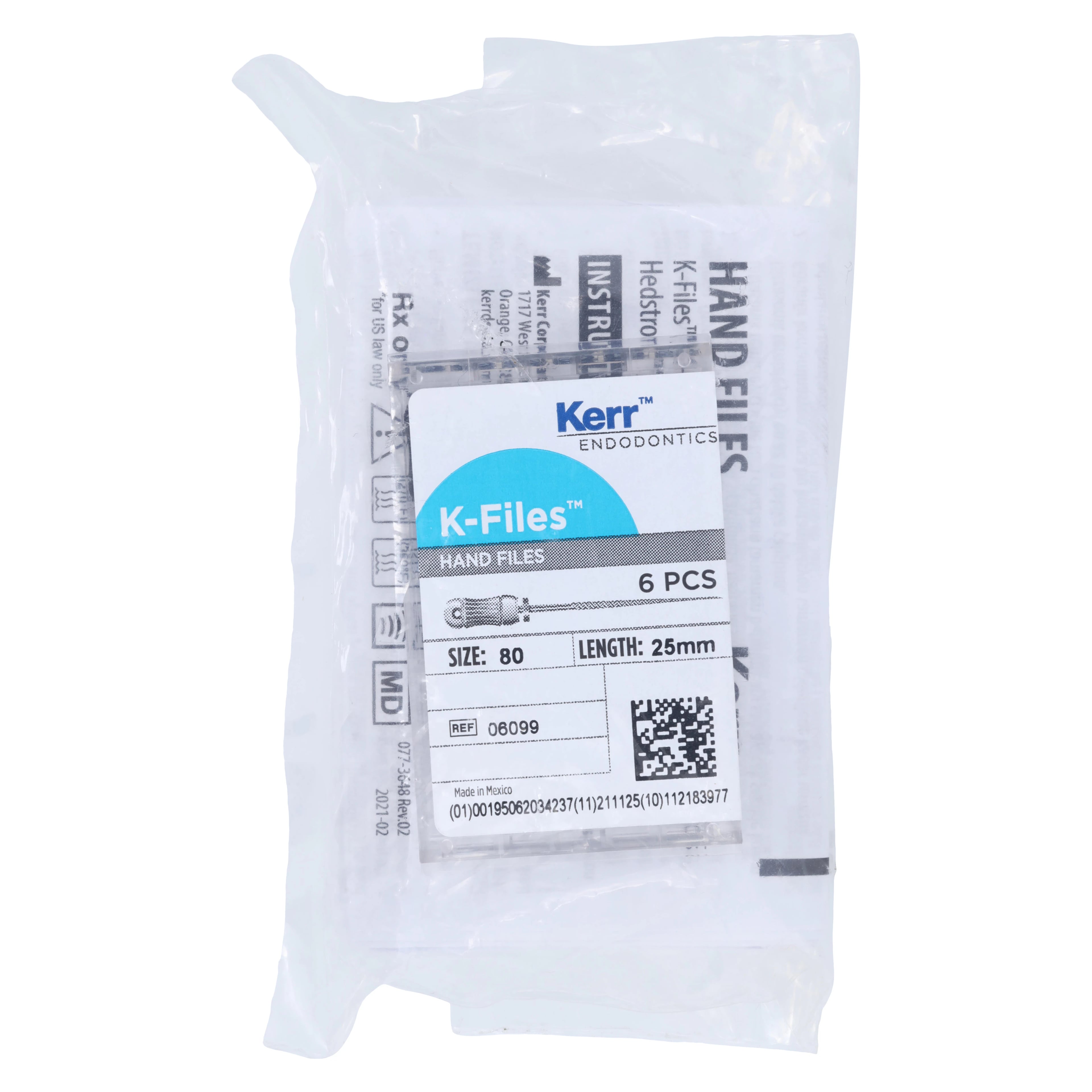 Kerr SybronEndo Stainless Steel K-Files, 25 mm, #80, Black, 6/Pk, 06099