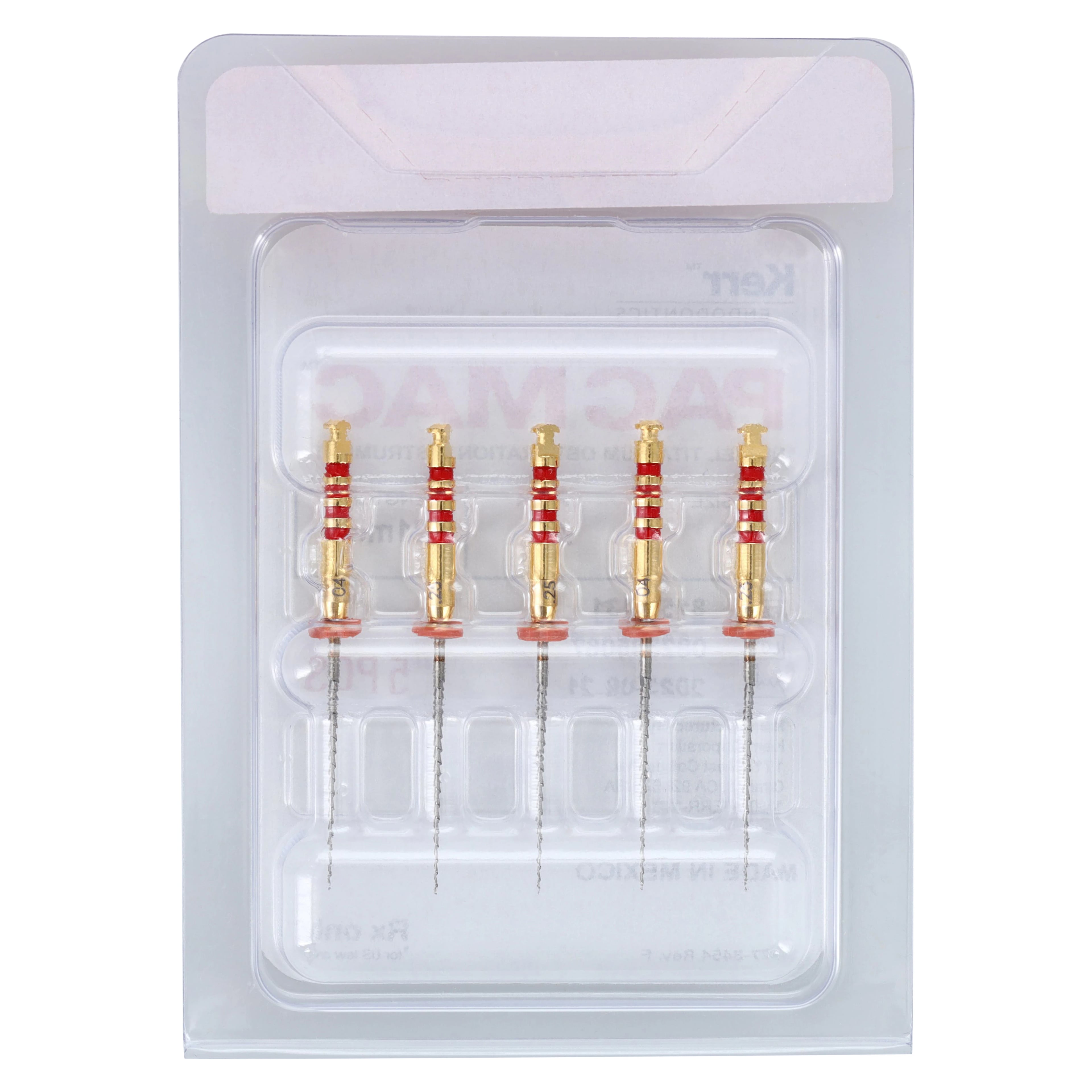 Kerr PacMac Microseal Gutta Percha Condensers, #25, .04 Taper, 21 mm, Red, 5/Pk, 815-7131