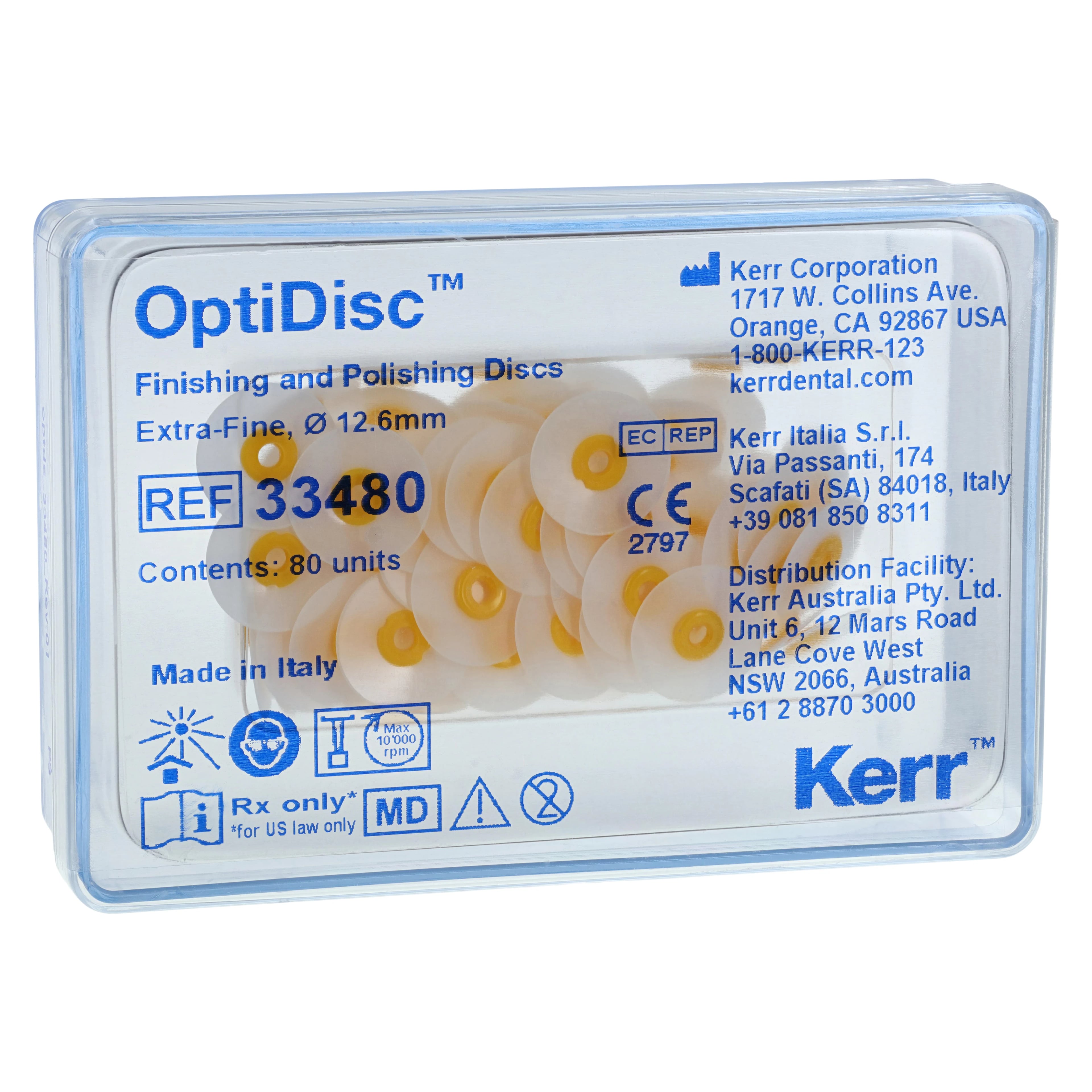 Kerr OptiDisc Finishing & Polishing Disc Refills, 12.6mm, Extra-Fine, 80/Box, #33480
