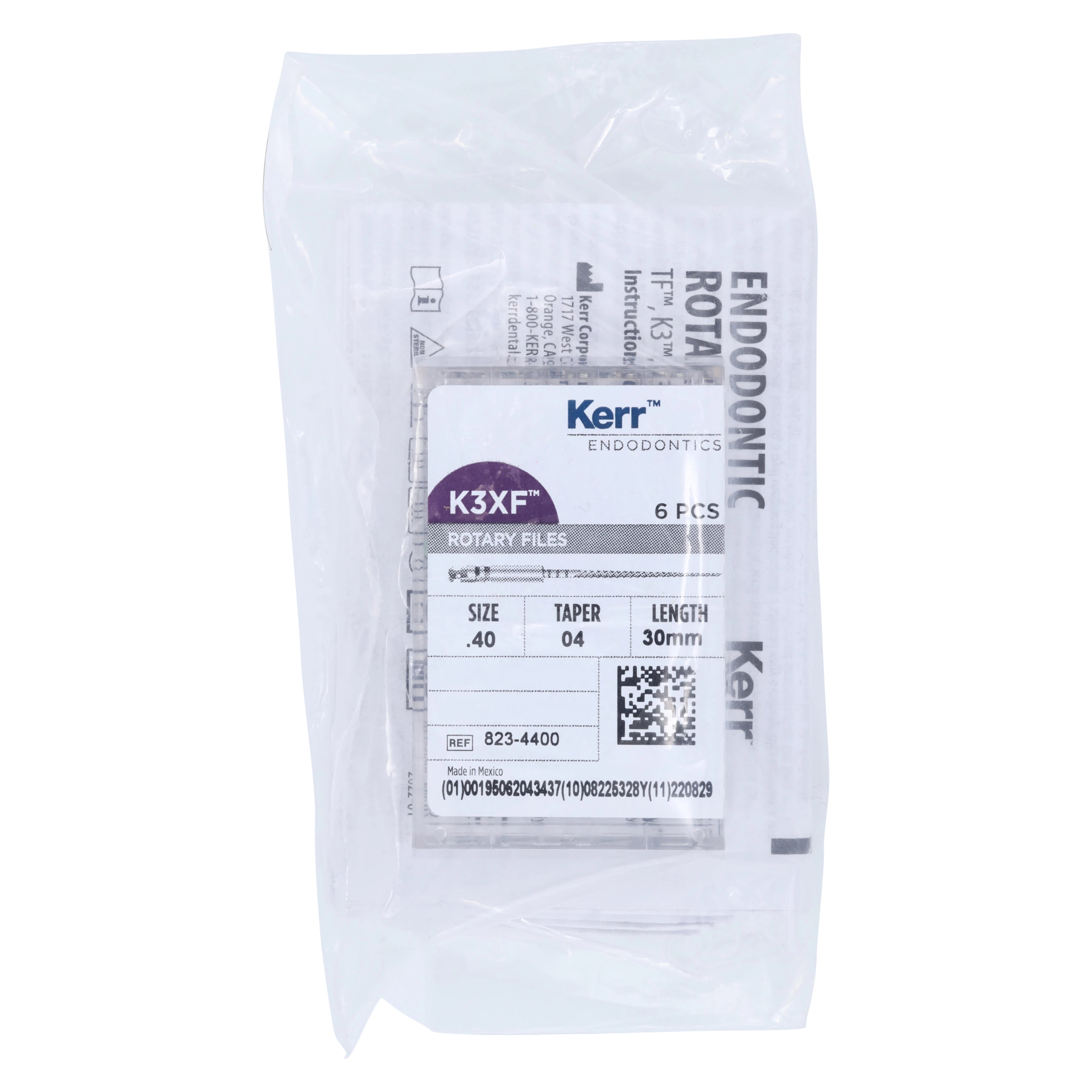 K3 XF NiTi Rotary Files, #40, .04 Taper, 30mm, Black, 6/Pk, 823-4400