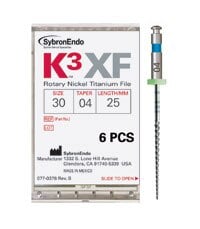 Kerr K3XF NiTi Rotary File, #20, .06 Taper, 21mm, Yellow, 6/Pk, 823-6201