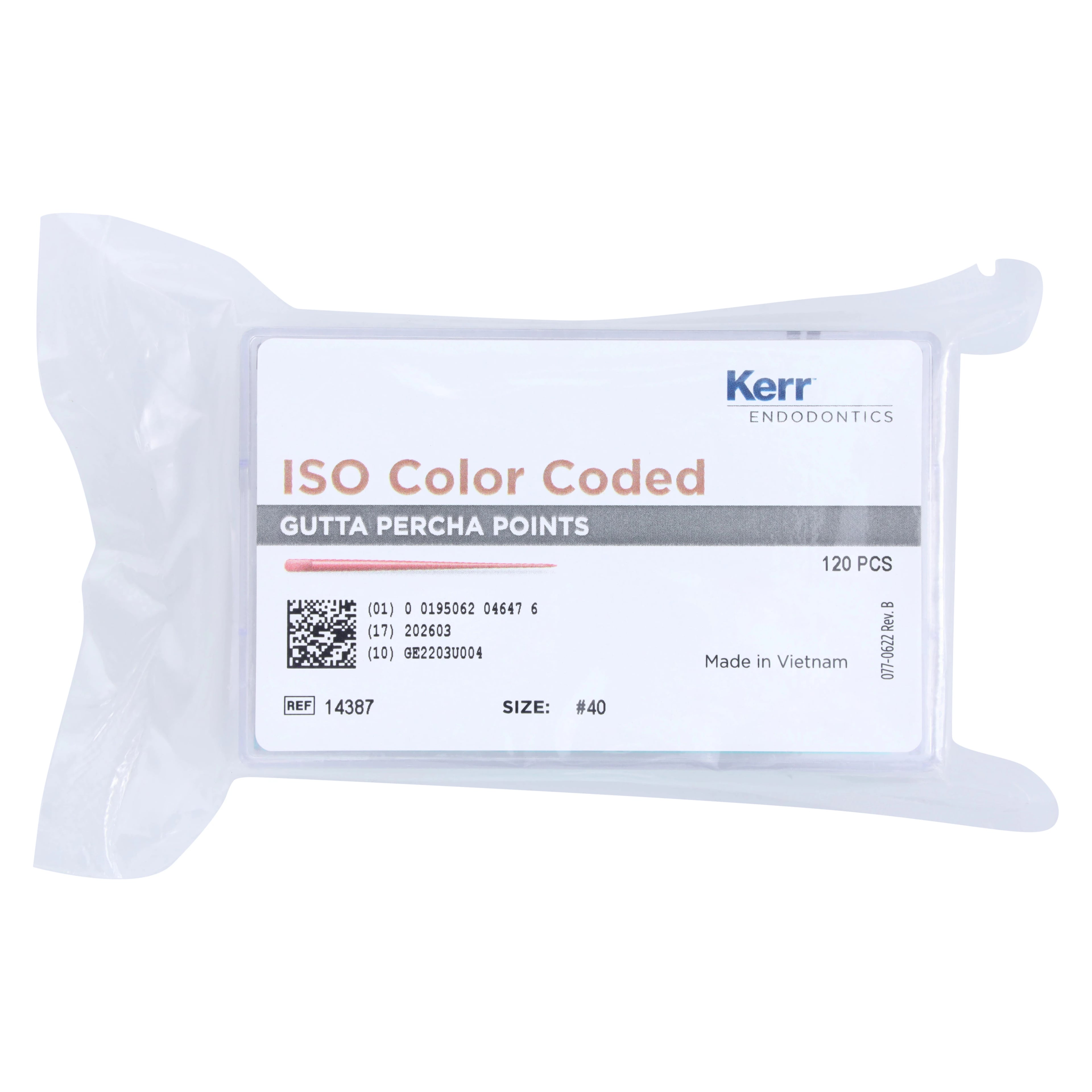 Kerr Standardized Gutta Percha Points, #40, Black, 6 Vials of 20 (120 Points), 14387