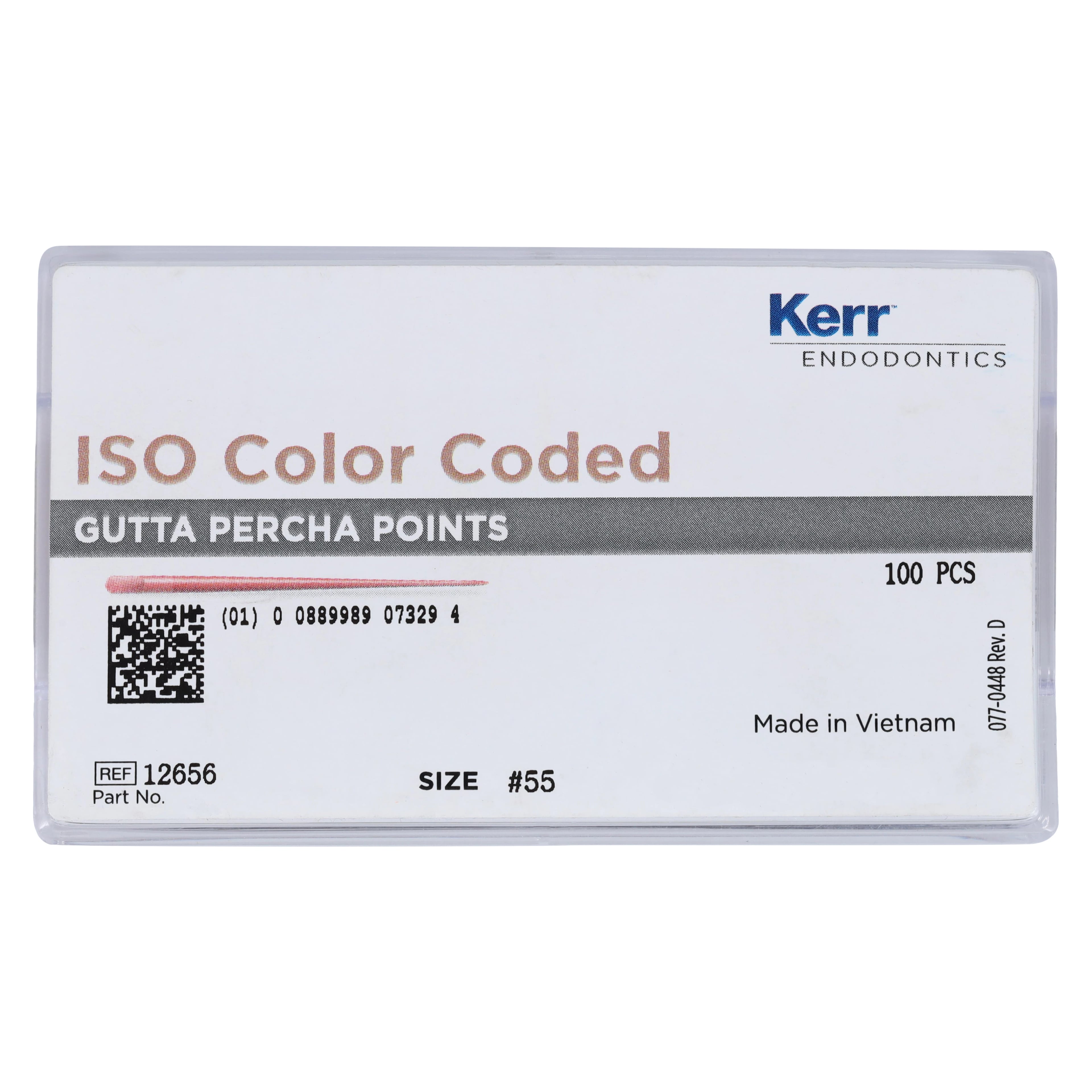 Kerr Standardized Gutta Percha Points, Size #55, Red, 100/Box, 12656