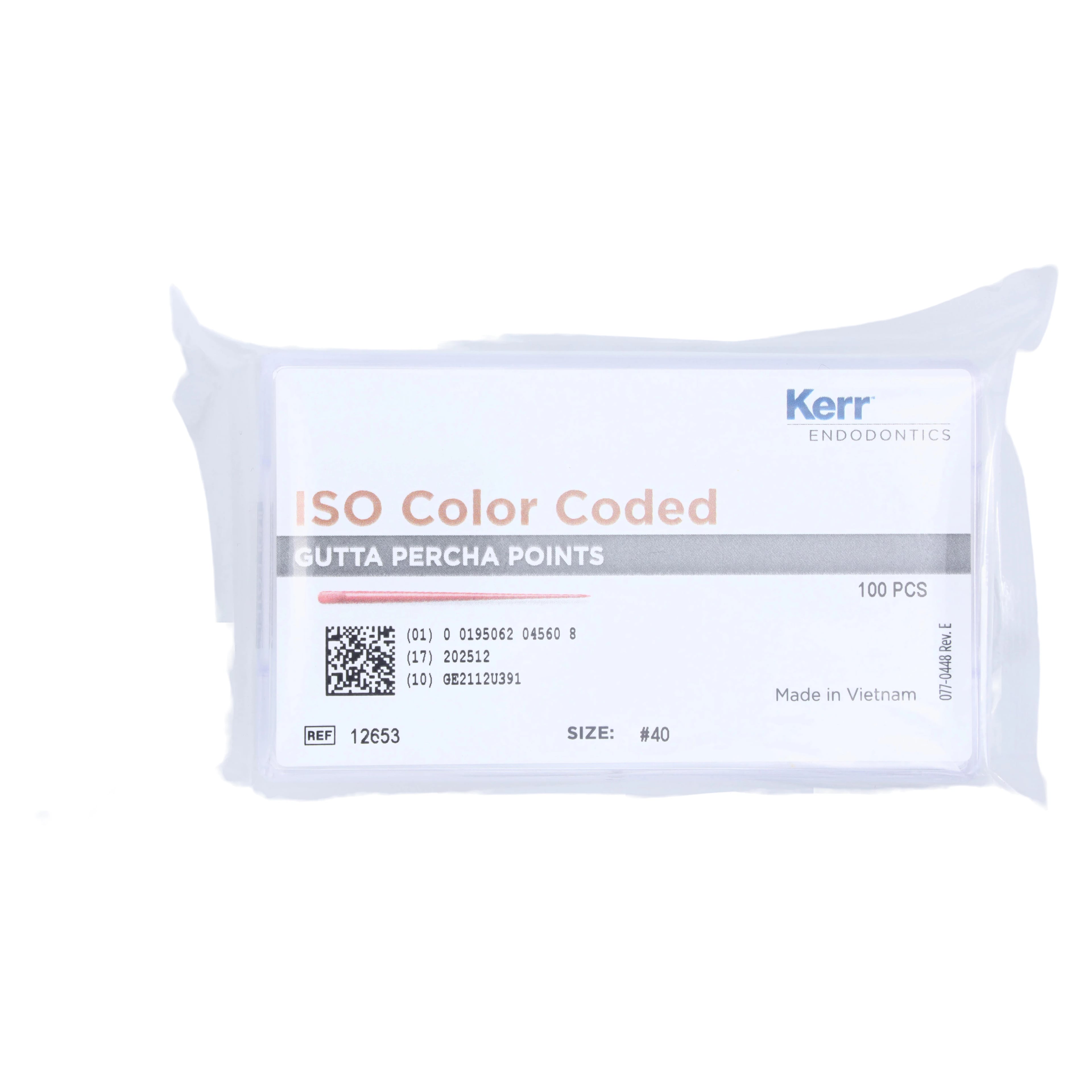 Kerr Standardized Gutta Percha Points, #40, Black, ISO Sized, 100/Box, 12653