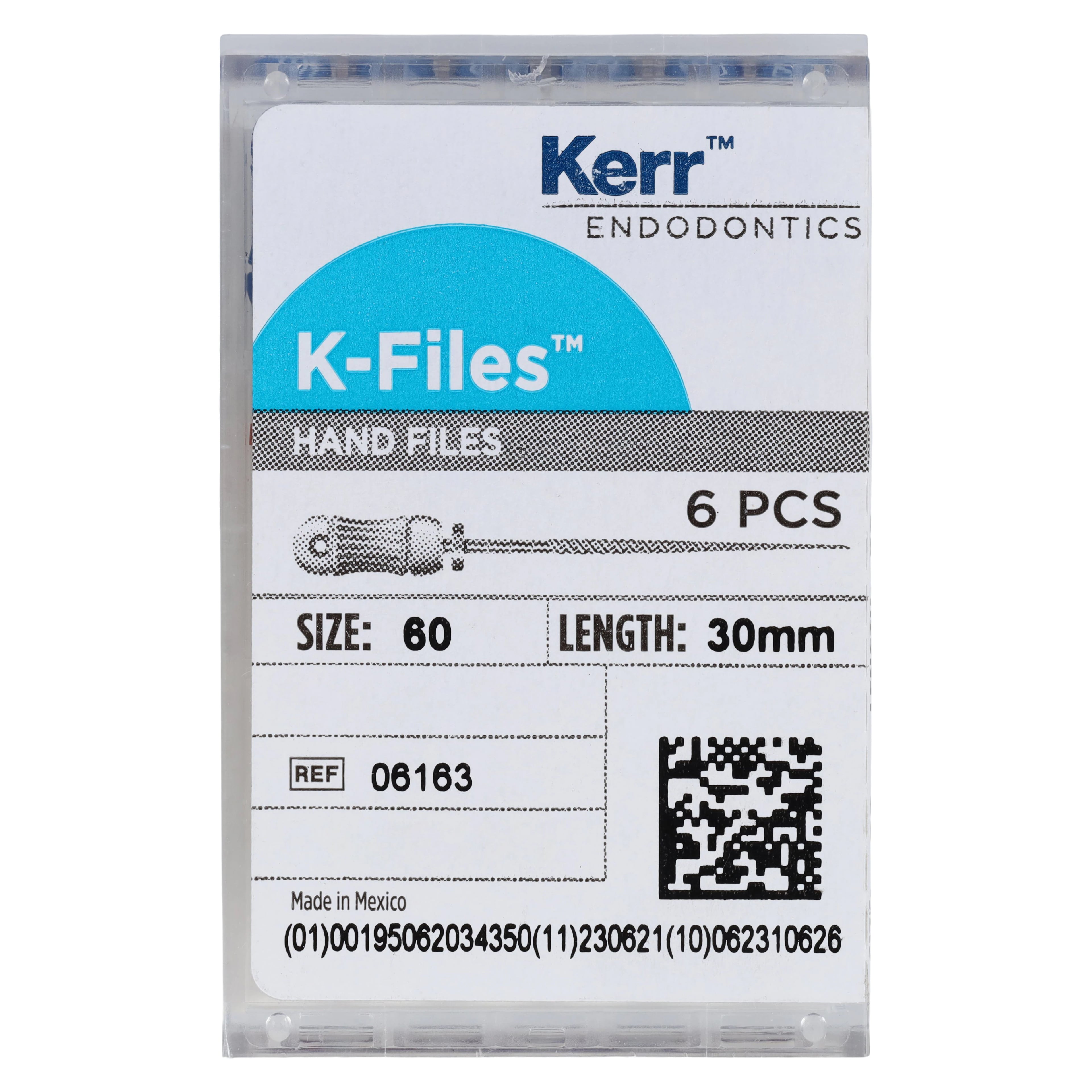 Kerr K-Files, Stainless Steel, 30 mm, #60, Blue, 6/Pk, 06163