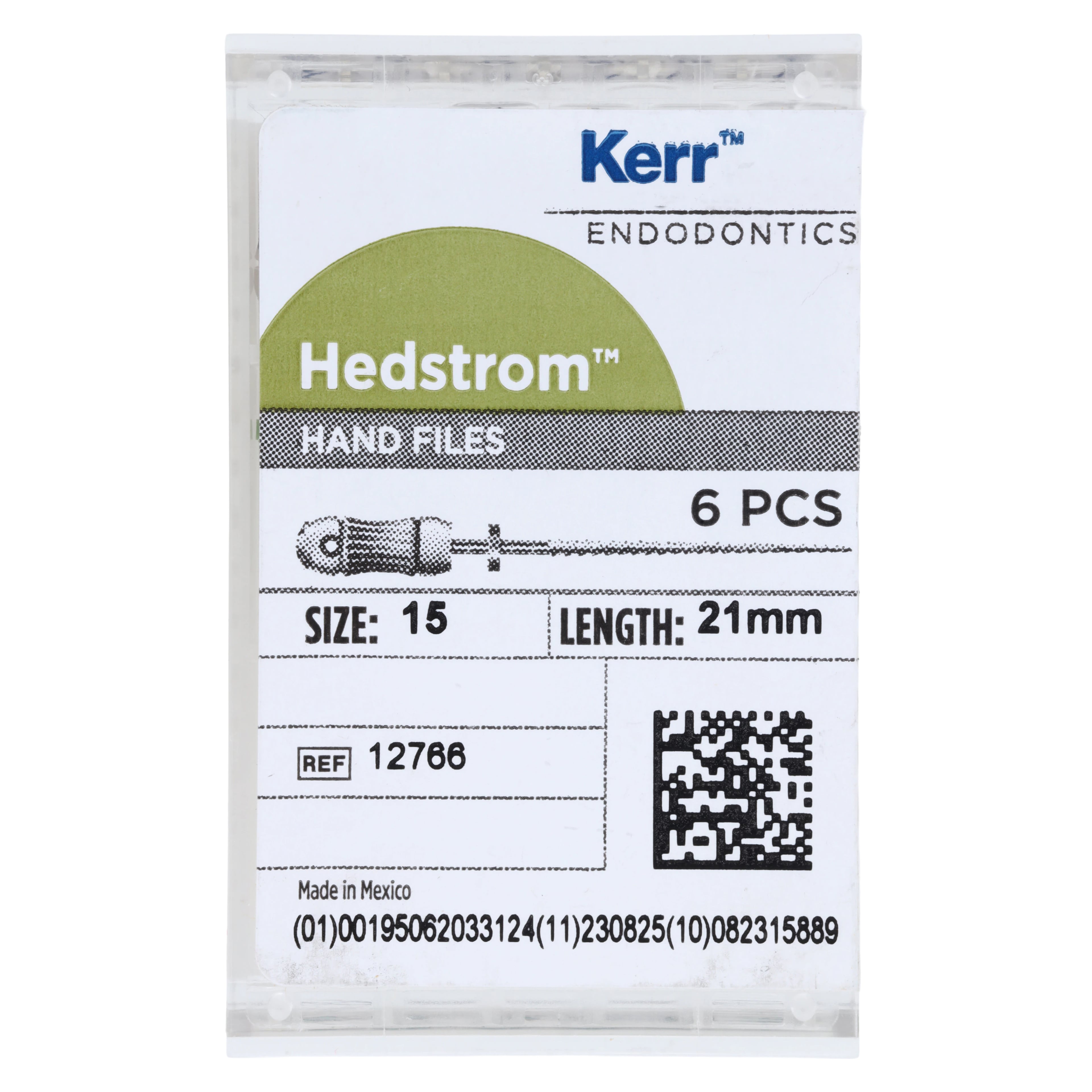 Sybron Endo Hedstrom Files, Stainless Steel, 21 mm, #15, White, 6/Pk, 12766