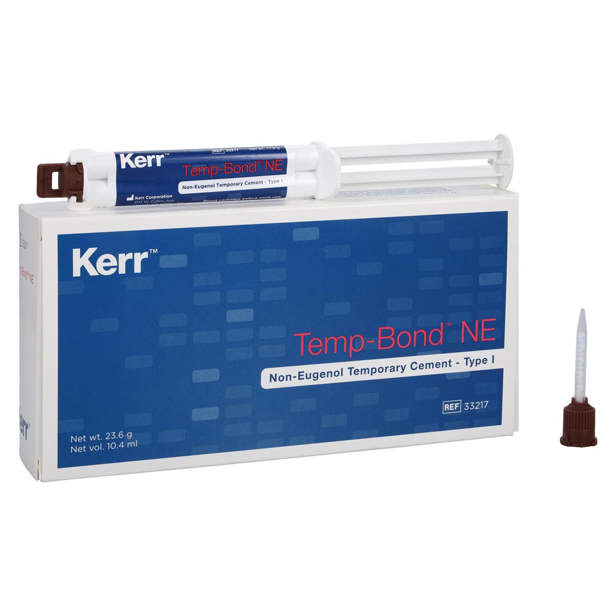 TempBond NE Non-Eugenol Temporary Cement, Automix Syringe Kit, 2 x 11.7 g Syringes with 20 Mixing Tips, 33217