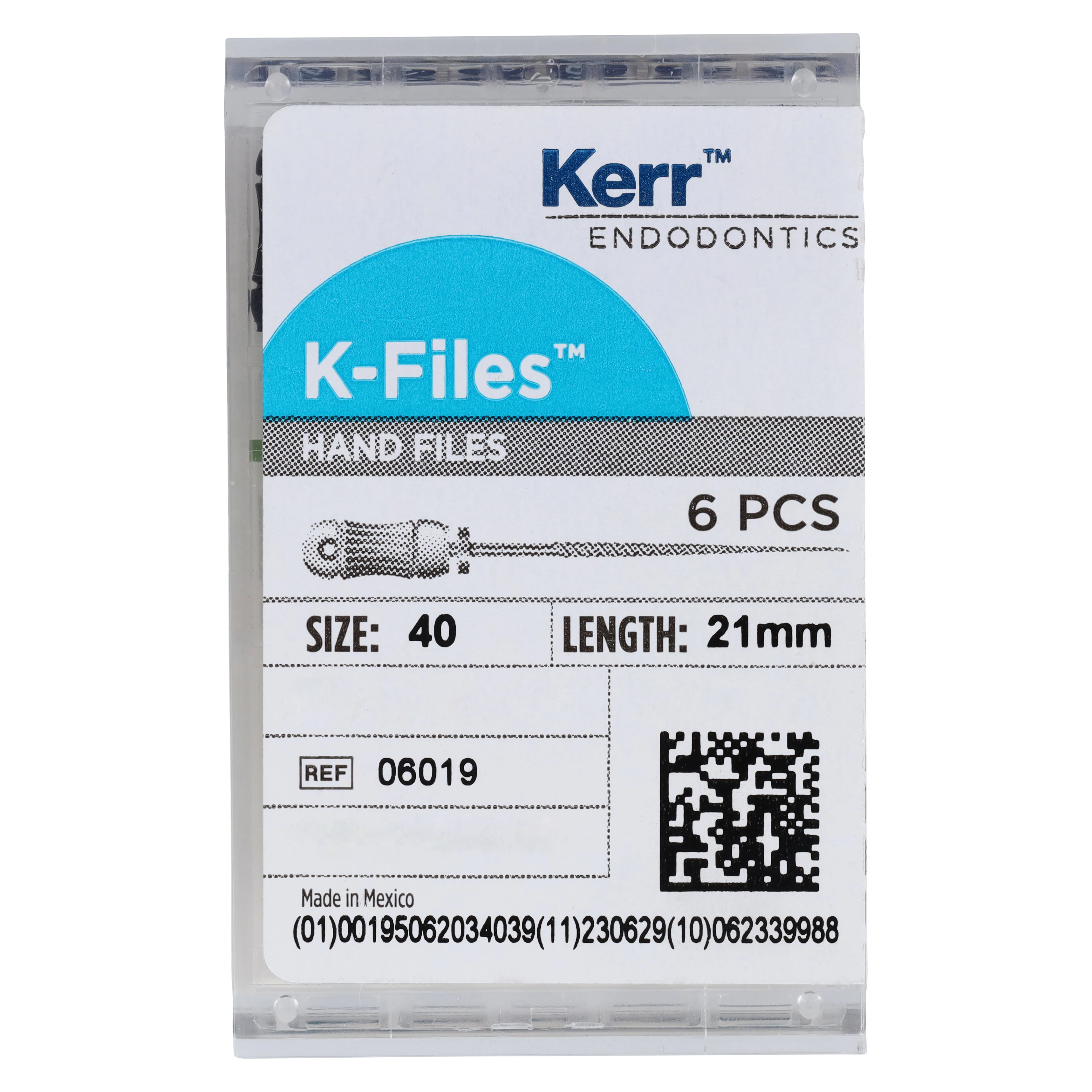Kerr SybronEndo Stainless Steel K-Files, 21 mm, #40, Black, 6/Pk, 06019