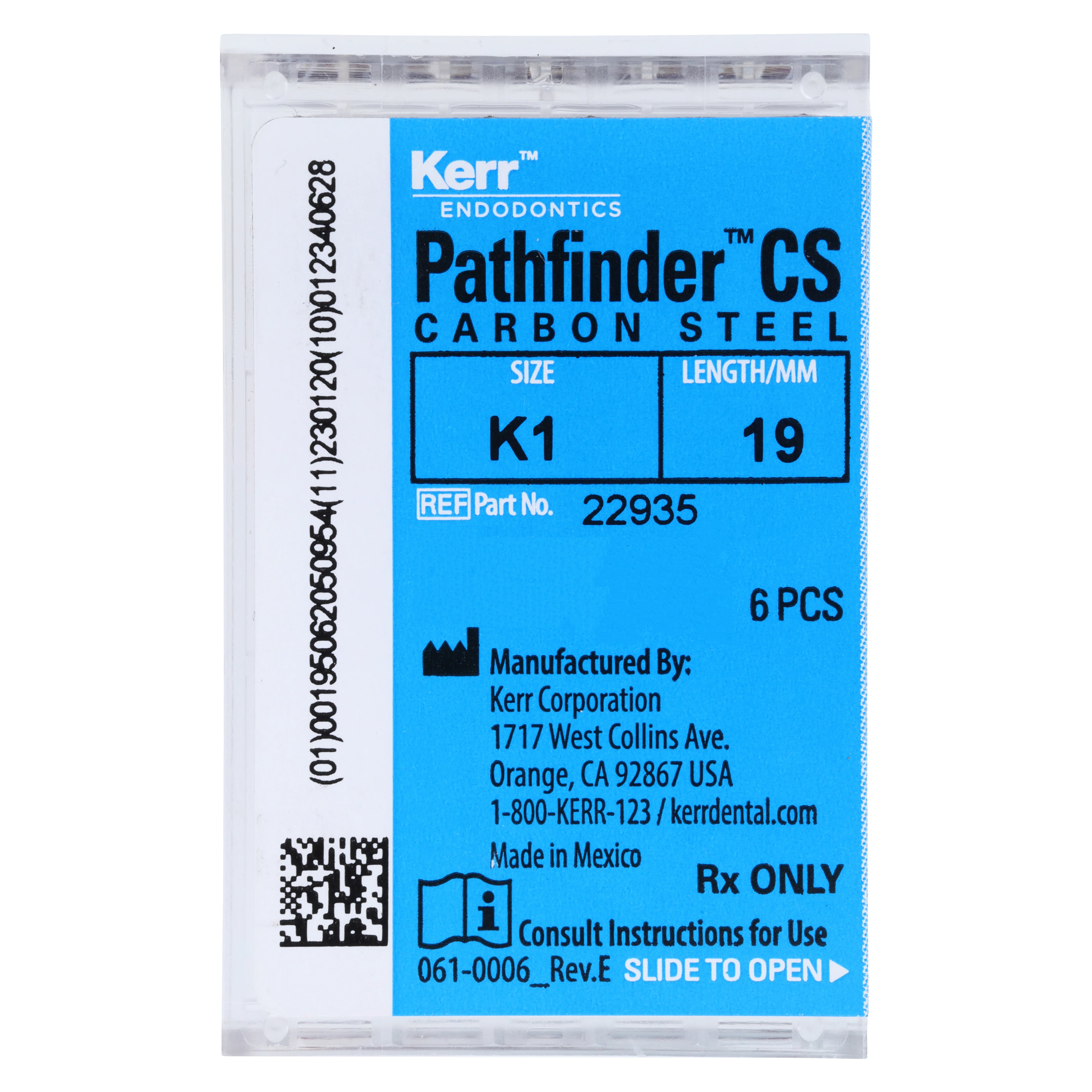 Pathfinder CS K1 Carbon Steel Hand File, Dark Brown, 19mm, Size 06-08, 6/Pk, 22935