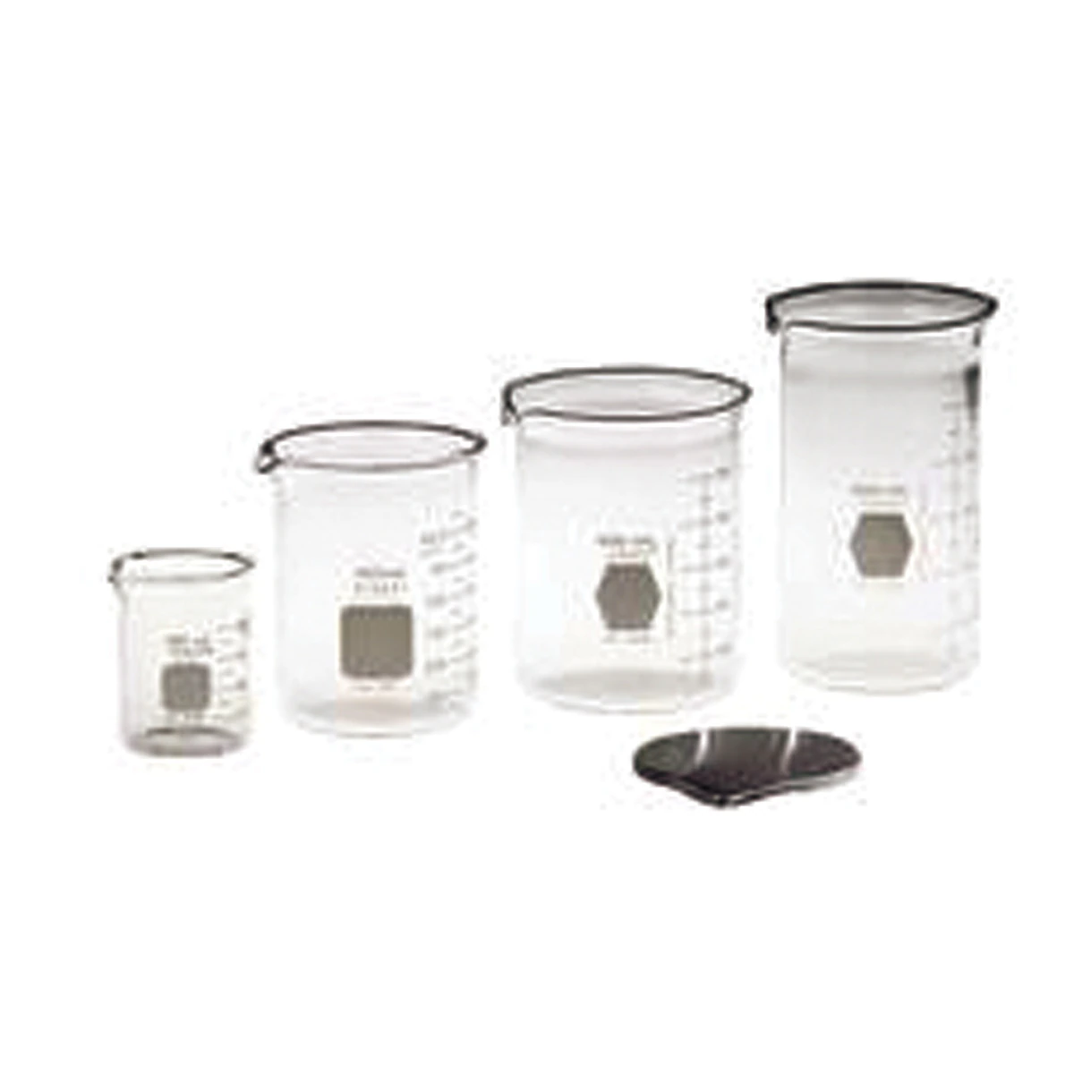 L&R PC-3 Glass Beaker Set, 100 mL with Positioning Cover, 40004
