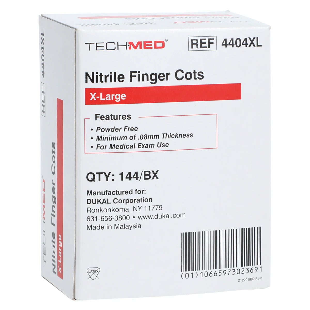 Tech-Med Nitrile Finger Cots, X-Large, Latex-Free, Powder-Free, 144/Box, 4404XL