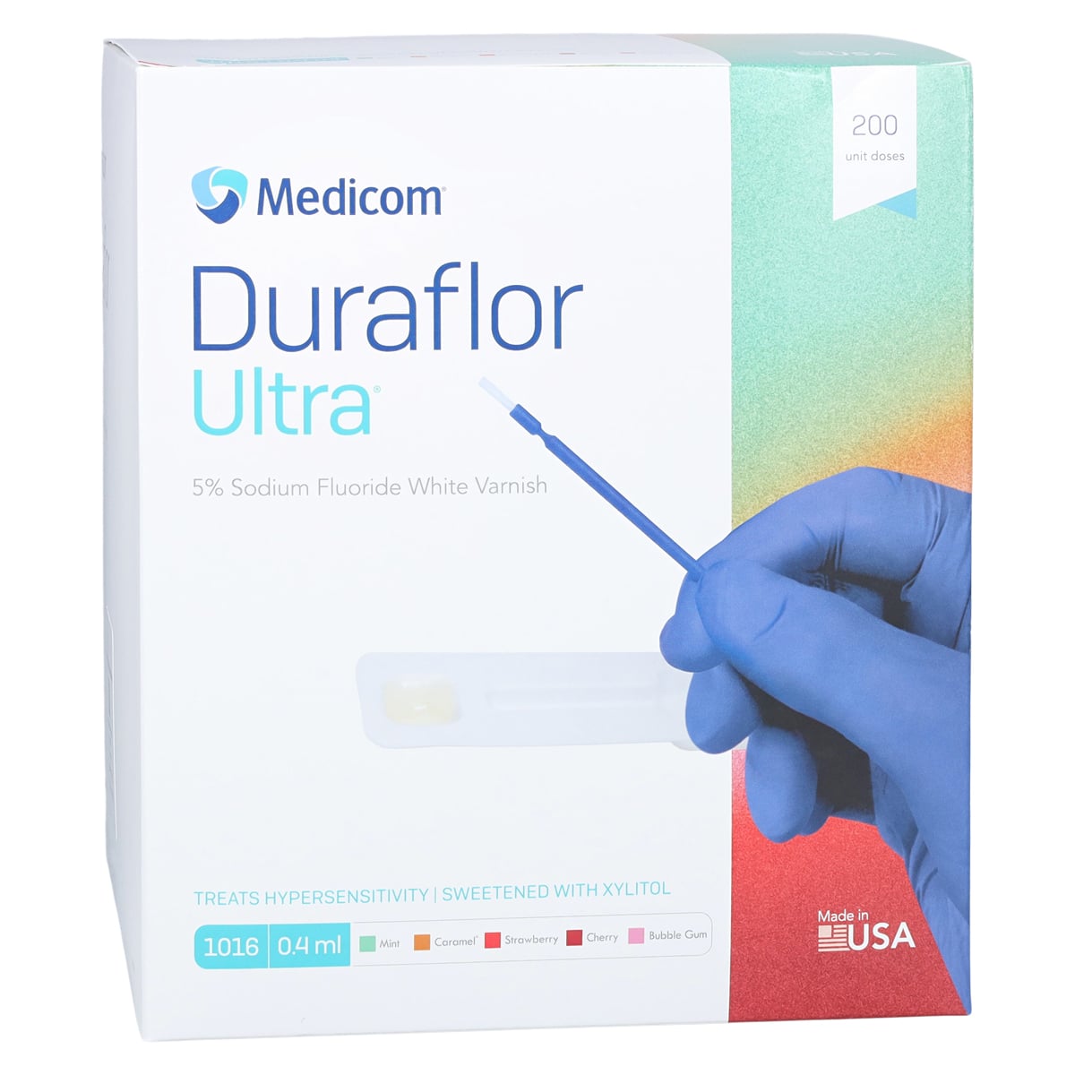 Duraflor Ultra 5% Sodium Fluoride White Varnish, Strawberry, 0.4 mL Unit Dose, 200/Box, 1016-ST200