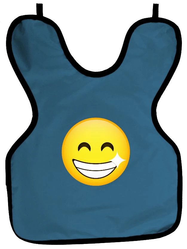 Cling Shield® Lead-Free X-Ray Apron, Petite/Child, No Collar, Smiley Face Imprint, Slate Blue, 0.3mm, 20" x 19.5", 3 lbs