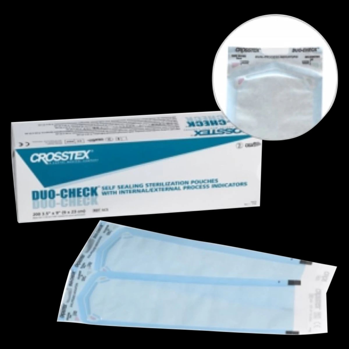 Crosstex Duo-Check Self-Seal Sterilization Pouches, 3.5" x 22", 100/Box, 5 Boxes/Case, SCL322
