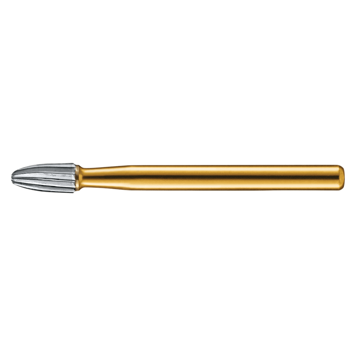 Kerr Trimming & Finishing Carbide Bur, Egg, 12 Flute, #7406, Right-Angle Latch, 1.8 mm Diameter, 3.4 mm Length, 10/Pk, LA7406-KC0