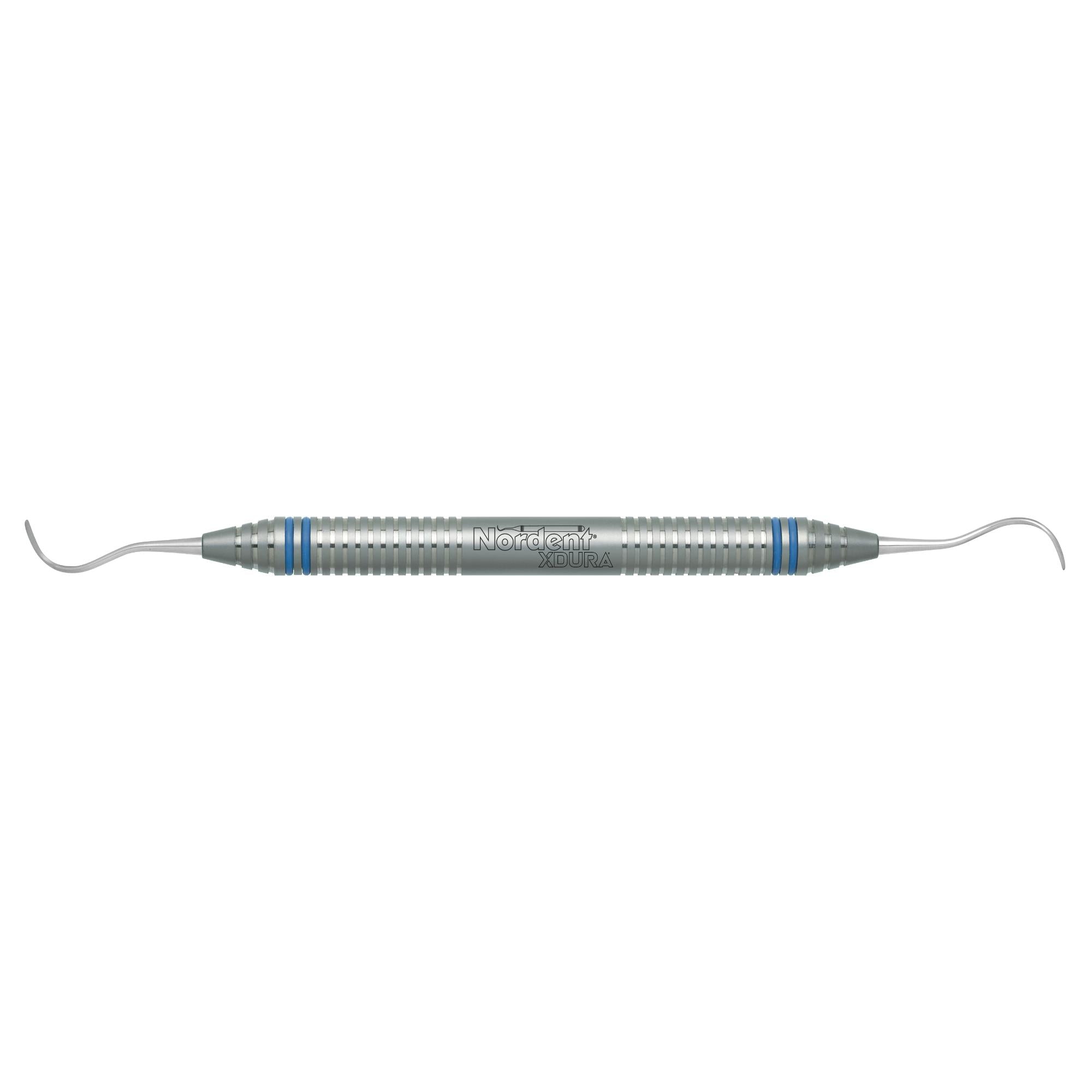 Nordent XDURA Universal Curette, Double-Ended, McCall #17S-18S, DuraLite ColorRings Handle, Stainless Steel, Each