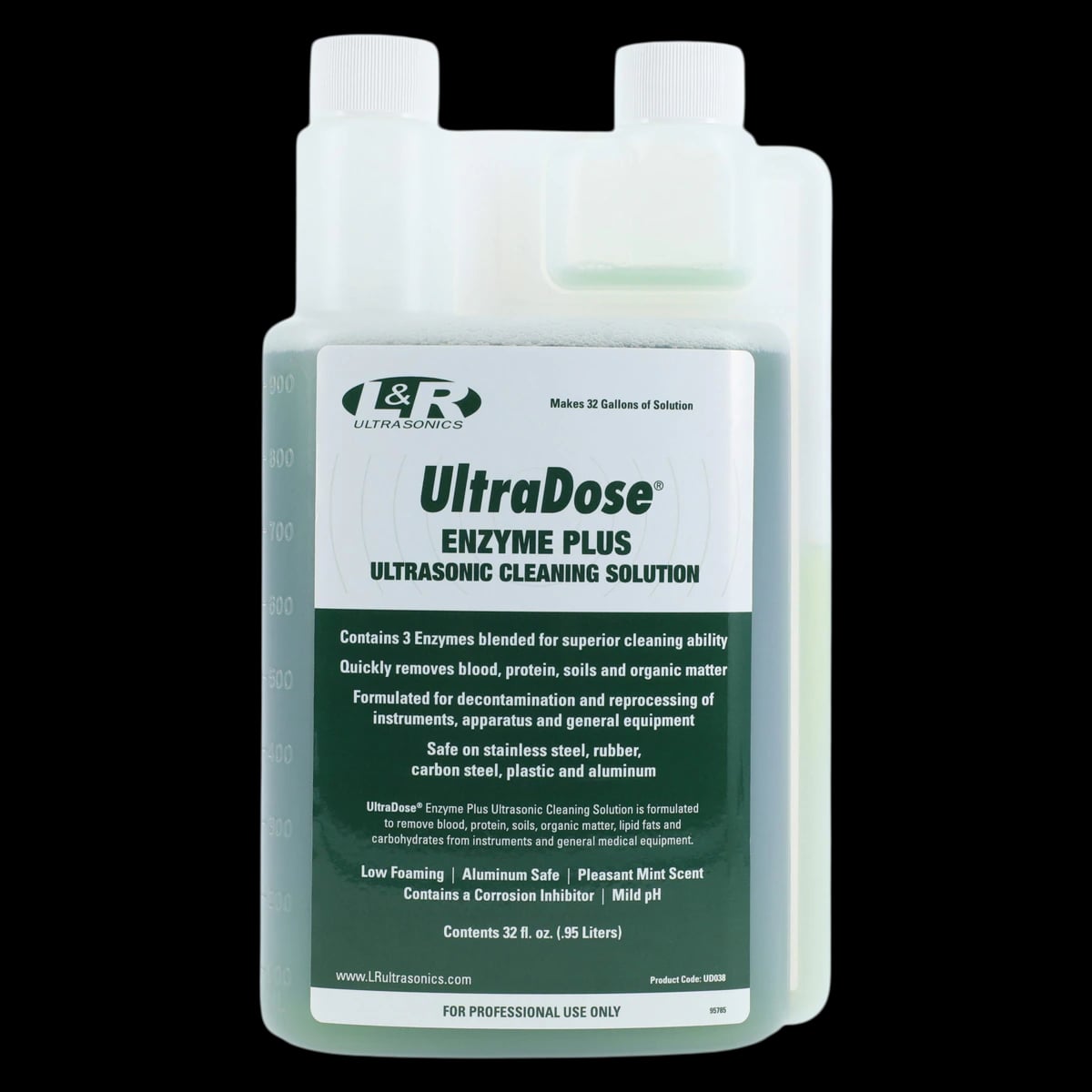 UltraDose® Enzyme Plus Triple Enzymatic Ultrasonic Cleaning Solution, 32 oz Bottle, UD038