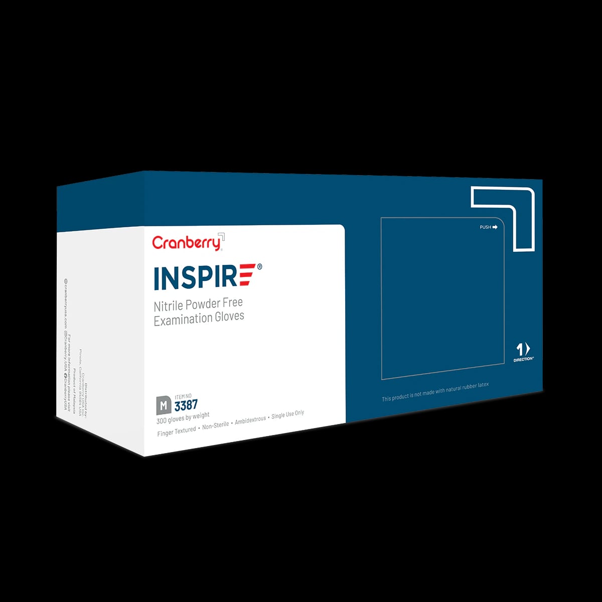 Cranberry Inspire Nitrile Powder-Free Exam Gloves, X-Small, Aegean Blue, 300/Box, CR3385