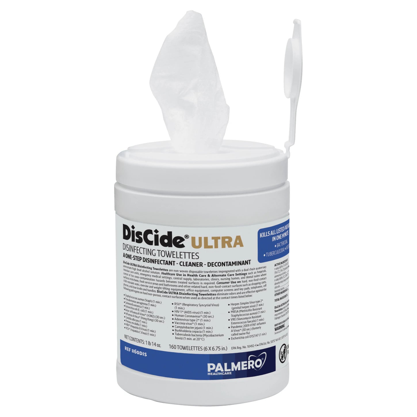 DisCide® ULTRA Disinfecting Towelettes, 6" x 6.75", 160/Canister, 60DIS