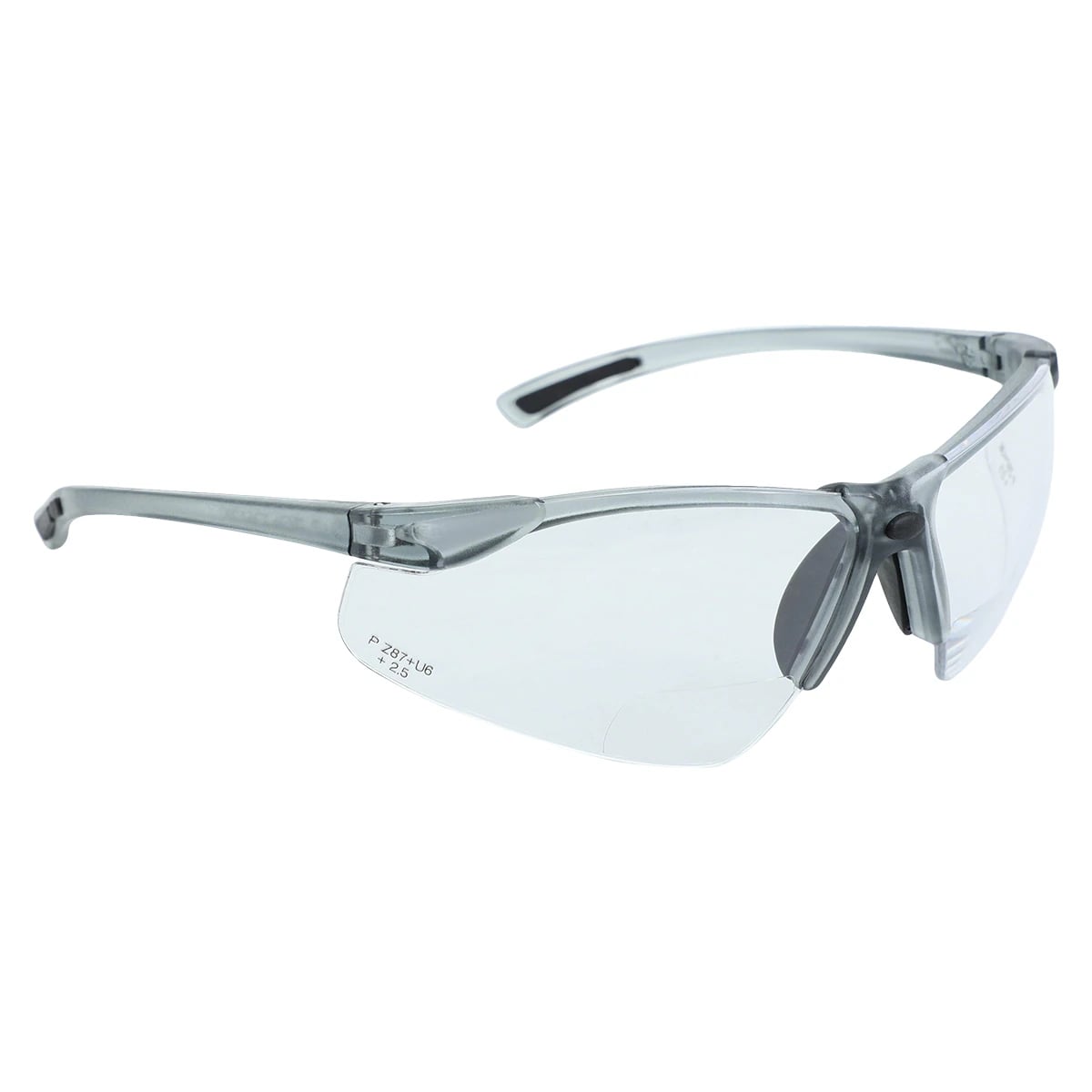 ProVision Tech Specs Bifocal Safety Eyewear, 2.5 Diopter, Gray Frame, Clear Lens, Anti-Fog, ANSI Z87.1, 3720D