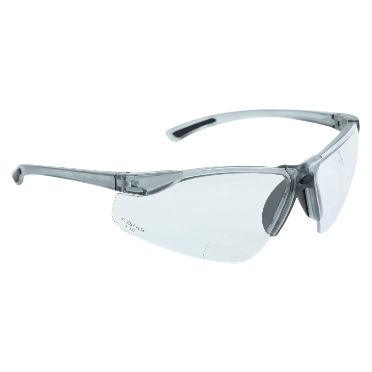 Tech Specs Bifocal Safety Eyewear, 1.5 Diopter, Grey Frame/Clear Lens, ANSI Z87.1, 3720B