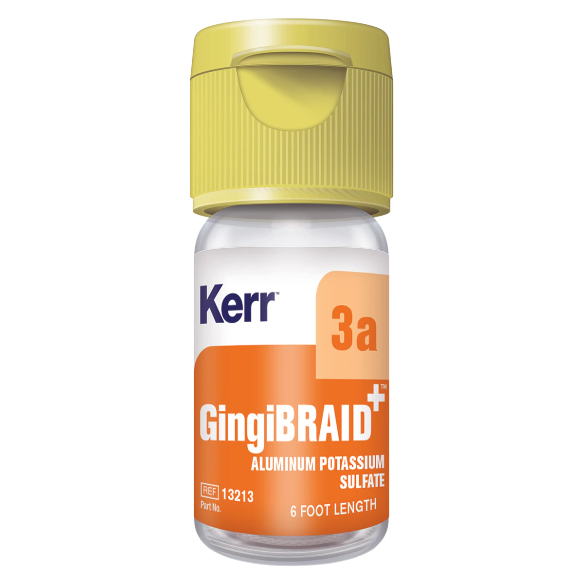 GingiBRAID+ Braided Retraction Cord, Aluminum Potassium Sulfate 10%, Size 3A Large, Yellow with Pink Strand, 72 in, #13213