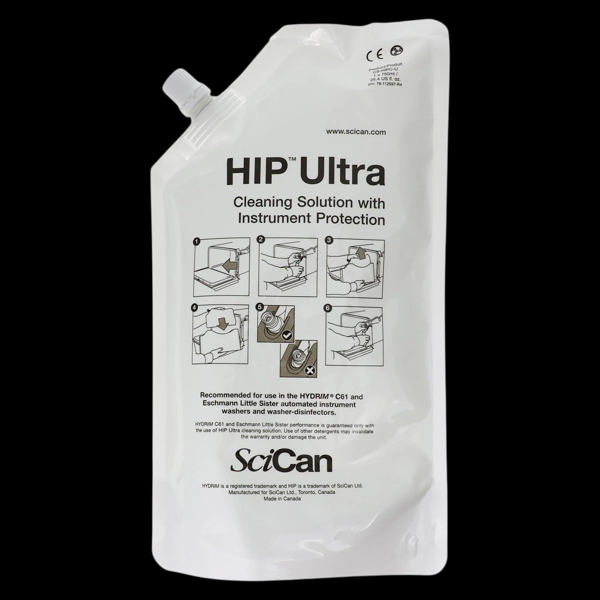HIP Ultra HYDRIM Cleaning Solution, 750 mL Pouches, 8/Case, CS-HIPC-U