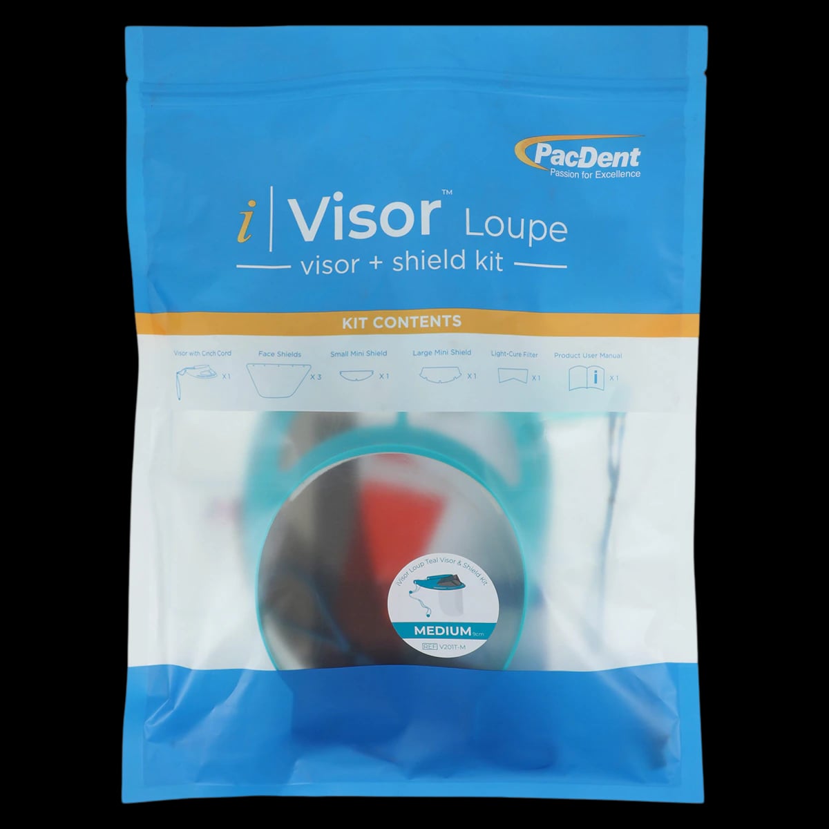 iVisor™ Loupe Visor and Shield Kit, Medium, Teal, 9cm, V201T-M
