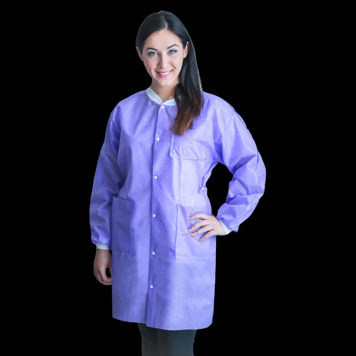 FitMe Disposable Lab Coat, Medium, Purple, 10/Bag, UGC-6604-M