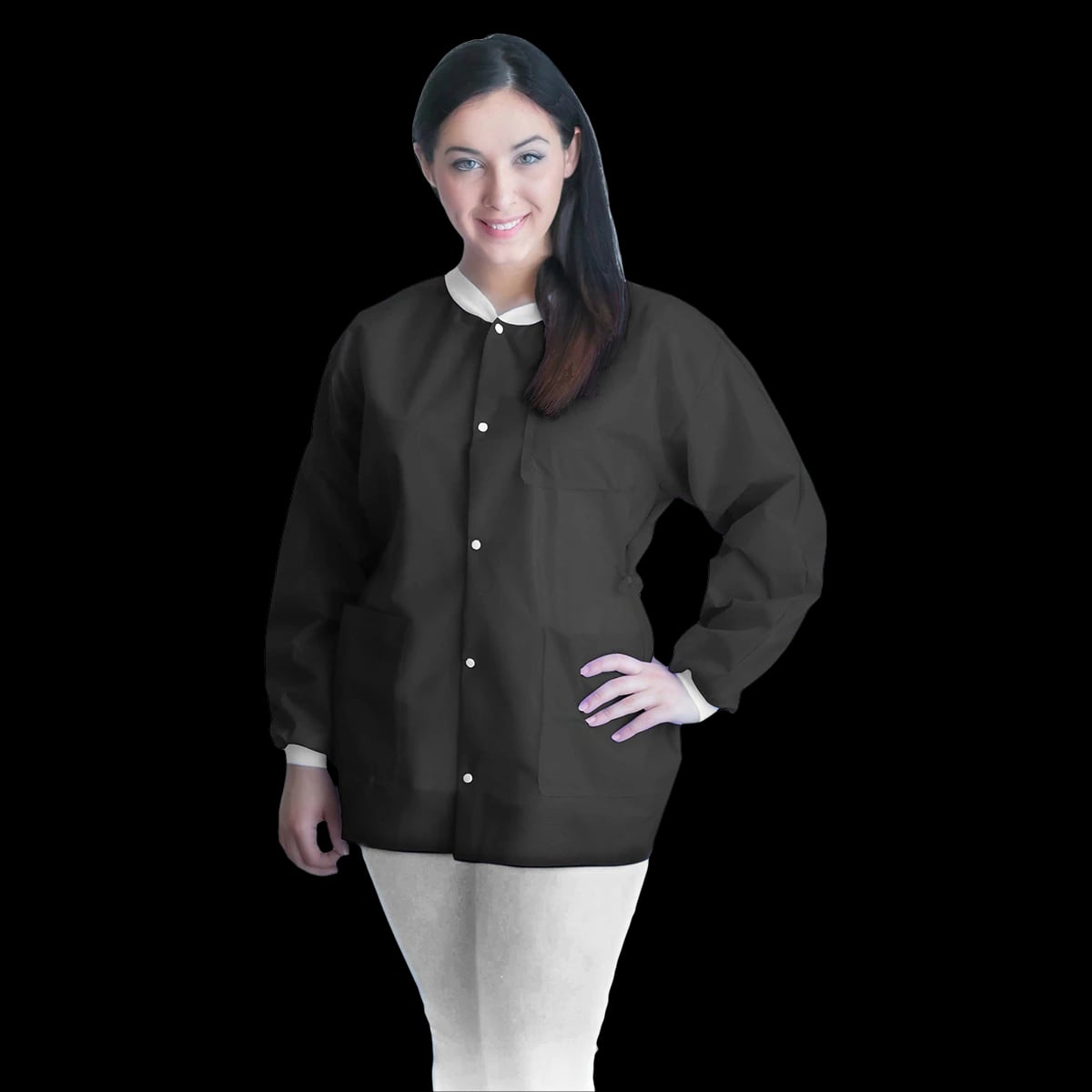 Dukal FitMe Disposable Lab Jacket, Black, Large, 10/Pack, UGJ-6500-L