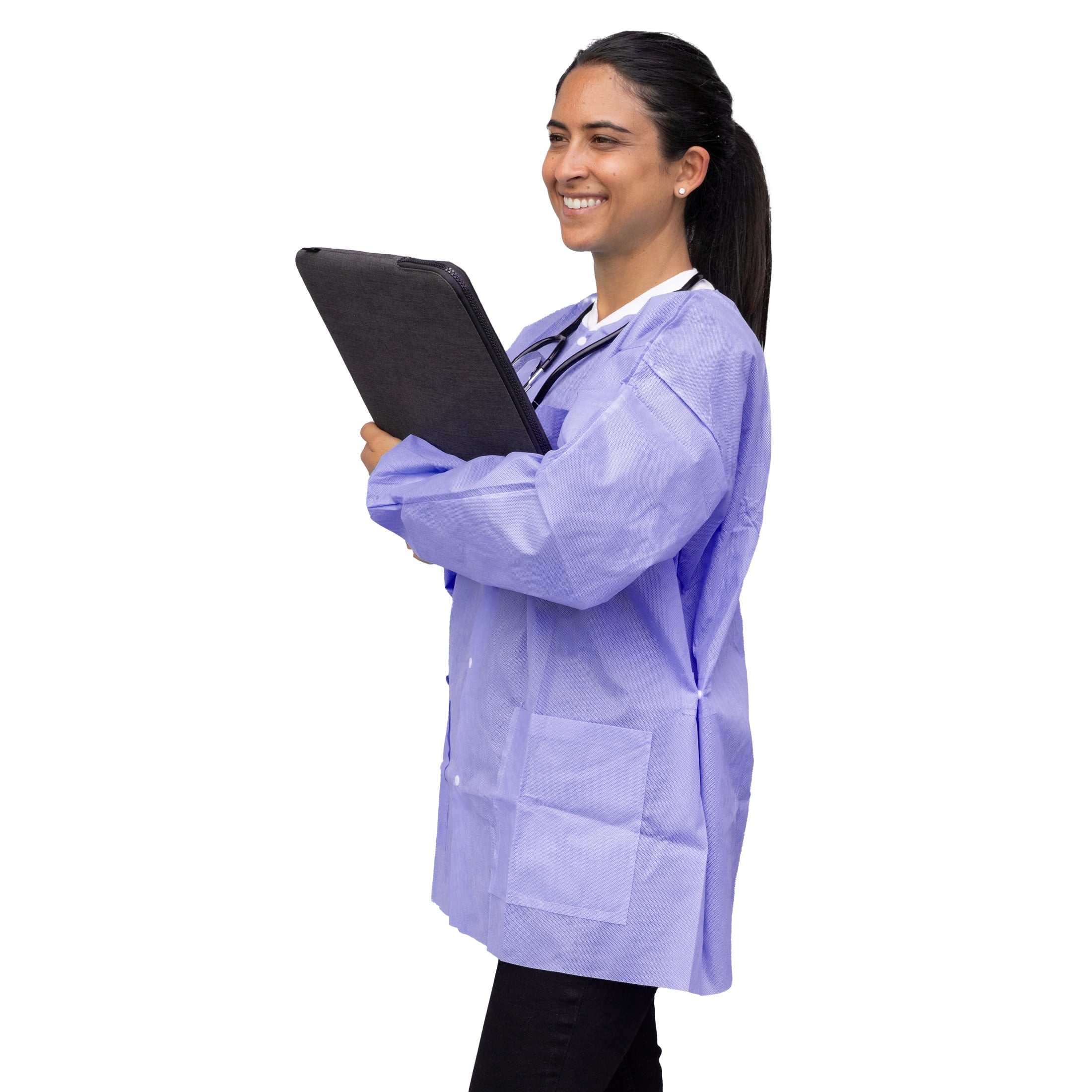 FitMe Disposable Lab Jacket, Purple, X-Large, 10/Bag, UGJ-6504-XL