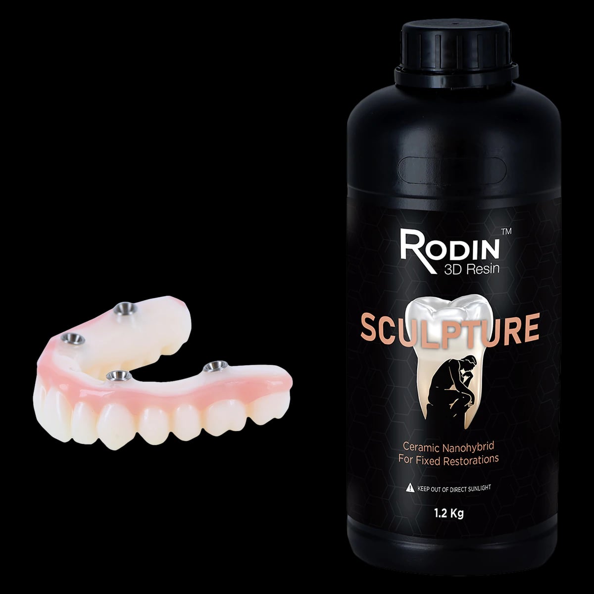 Rodin Sculpture Ceramic Nanohybrid 3D Resin, Shade C2, 1.2 kg Bottle, 3DR-CNR-C2-1200