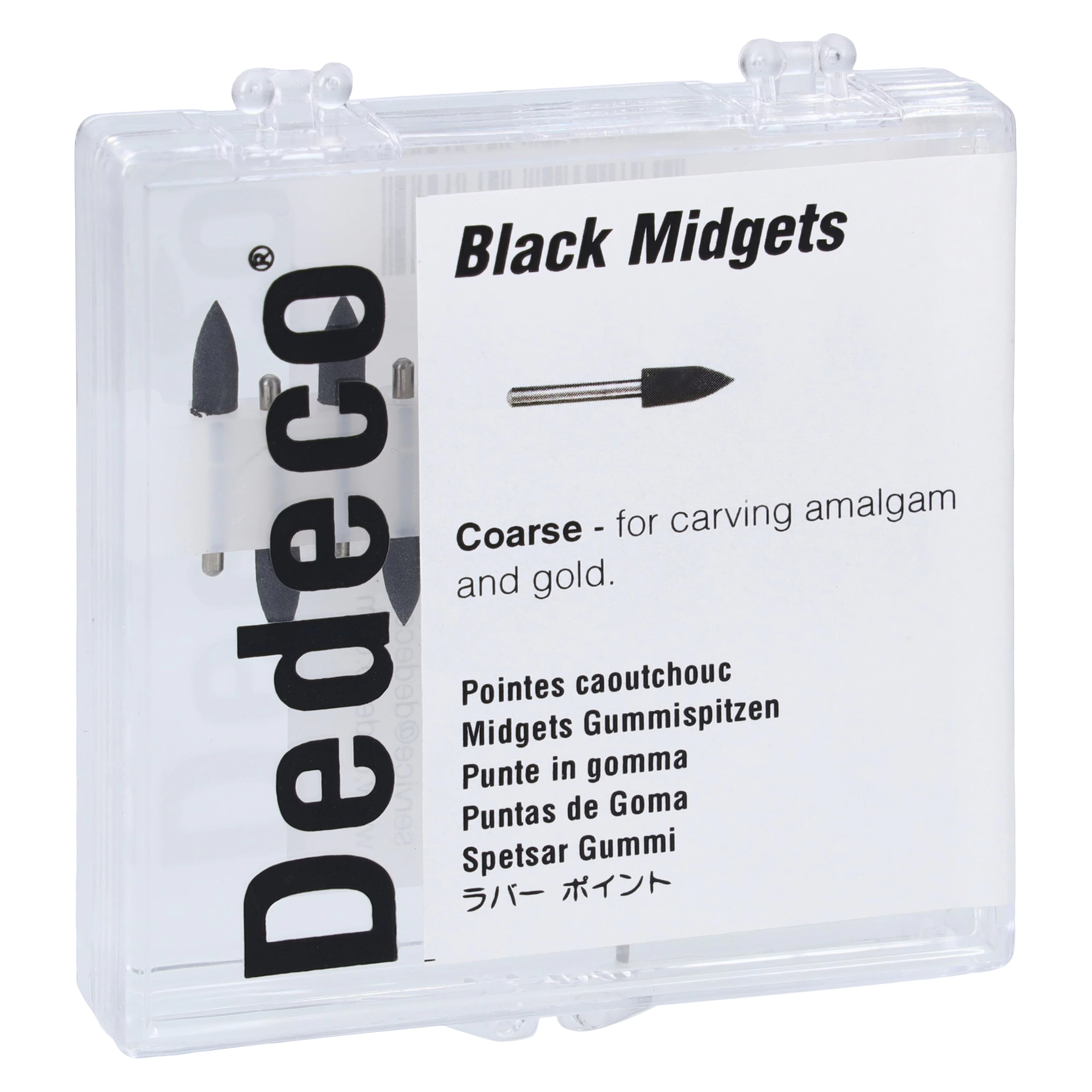 Dedeco Classic Midget Polishers, Black, Mini, FG (Friction Grip), Hard, 12/Box, 4380