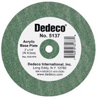 Dedeco Acrylic Base Plate Lathe Wheel, 3" x 1/4", Green, Coarse, 1/Pk, 5137