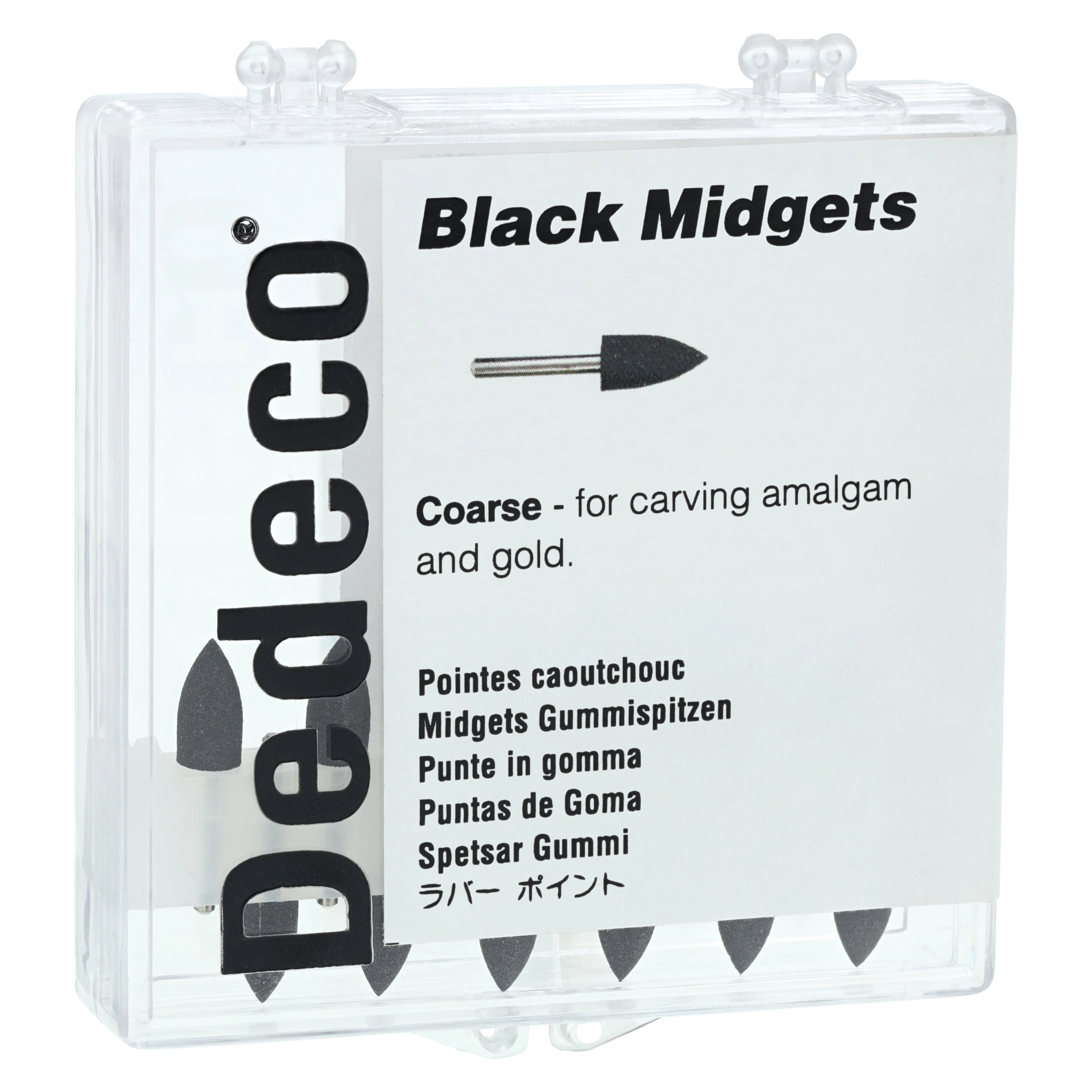 Dedeco Classic Midgets Rubber Polisher, FG, Shape 15, Hard, Black, 12/Box, 4382