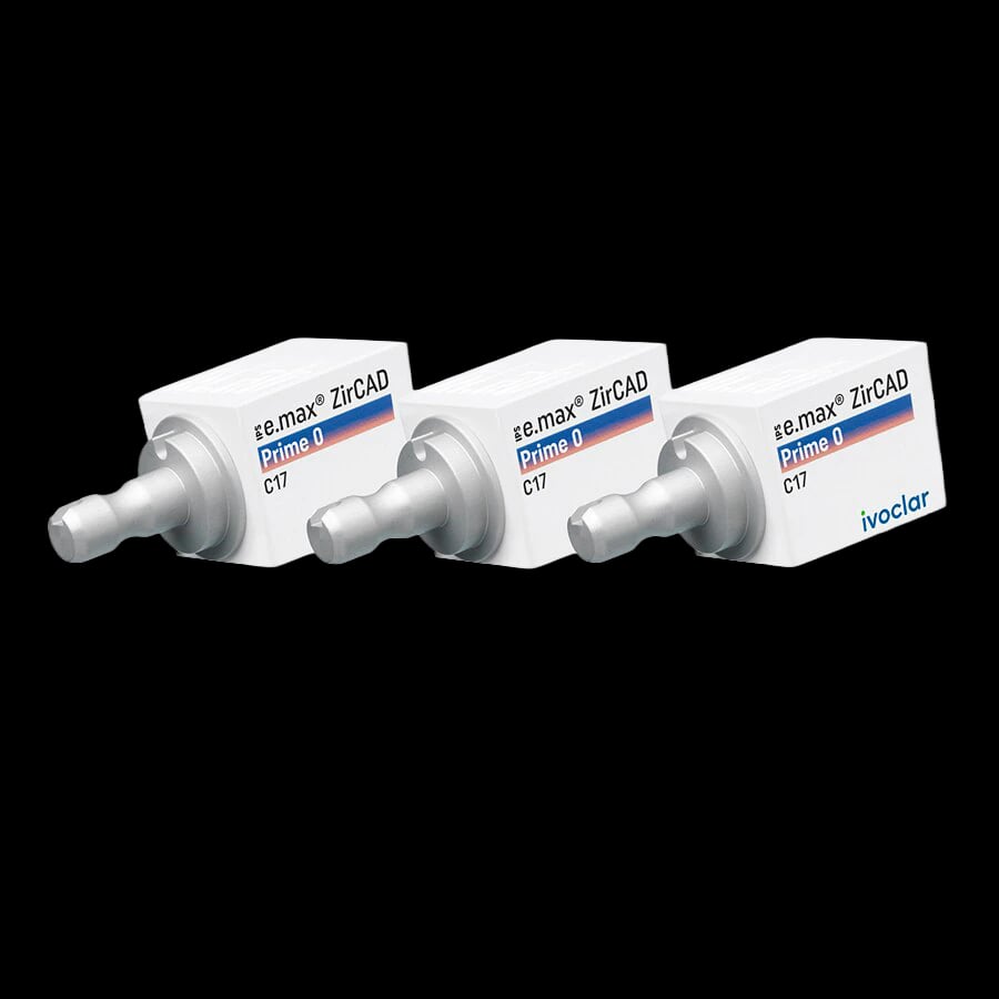 IPS e.max ZirCAD Prime CAD/CAM Zirconia Block, Size C17, Shade 0, 3/Pkg