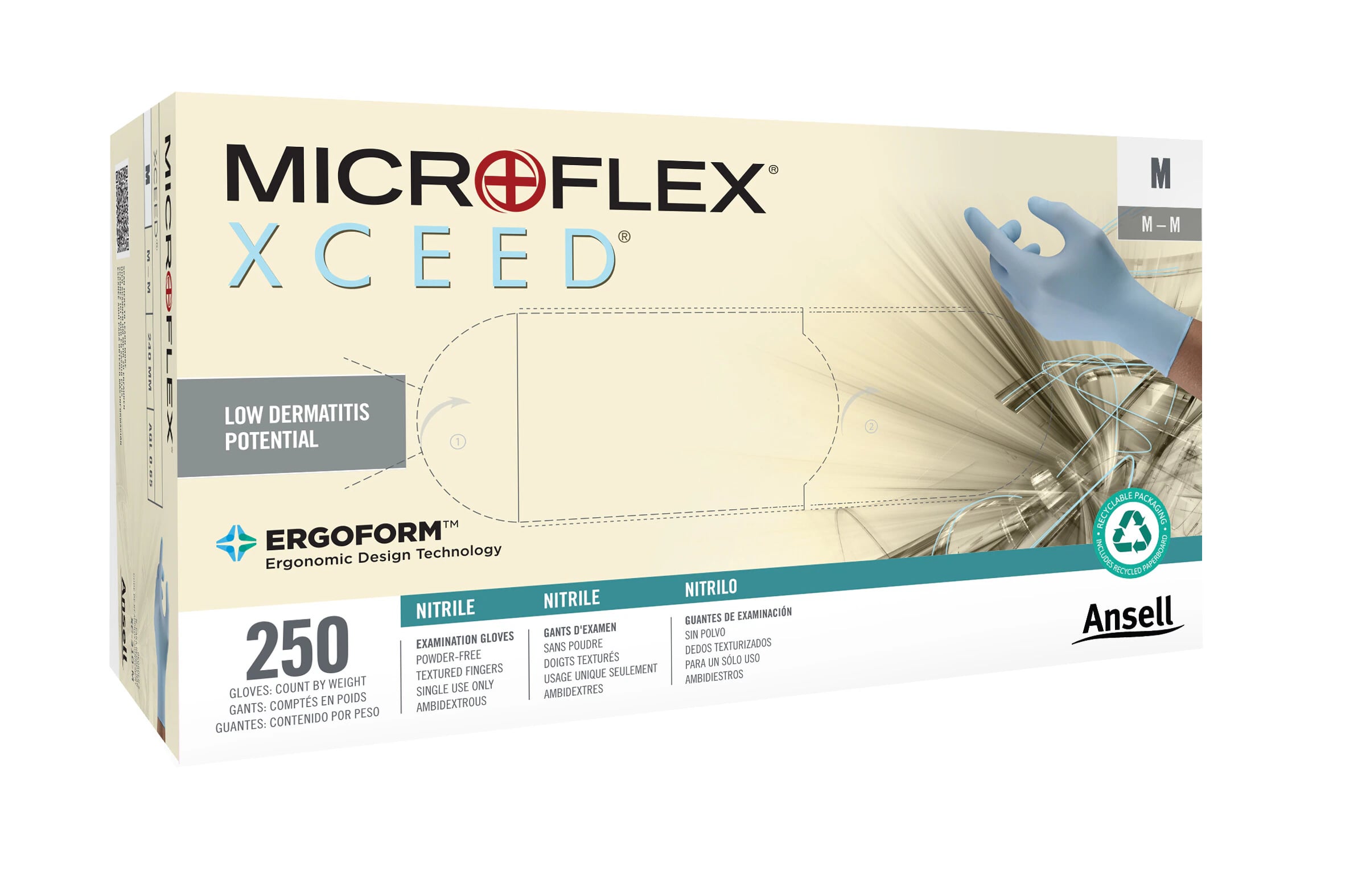 XCEED® Nitrile Examination Gloves, Powder Free, Latex Free, Blue, Extra Small, 250/Box, XC-310-XS