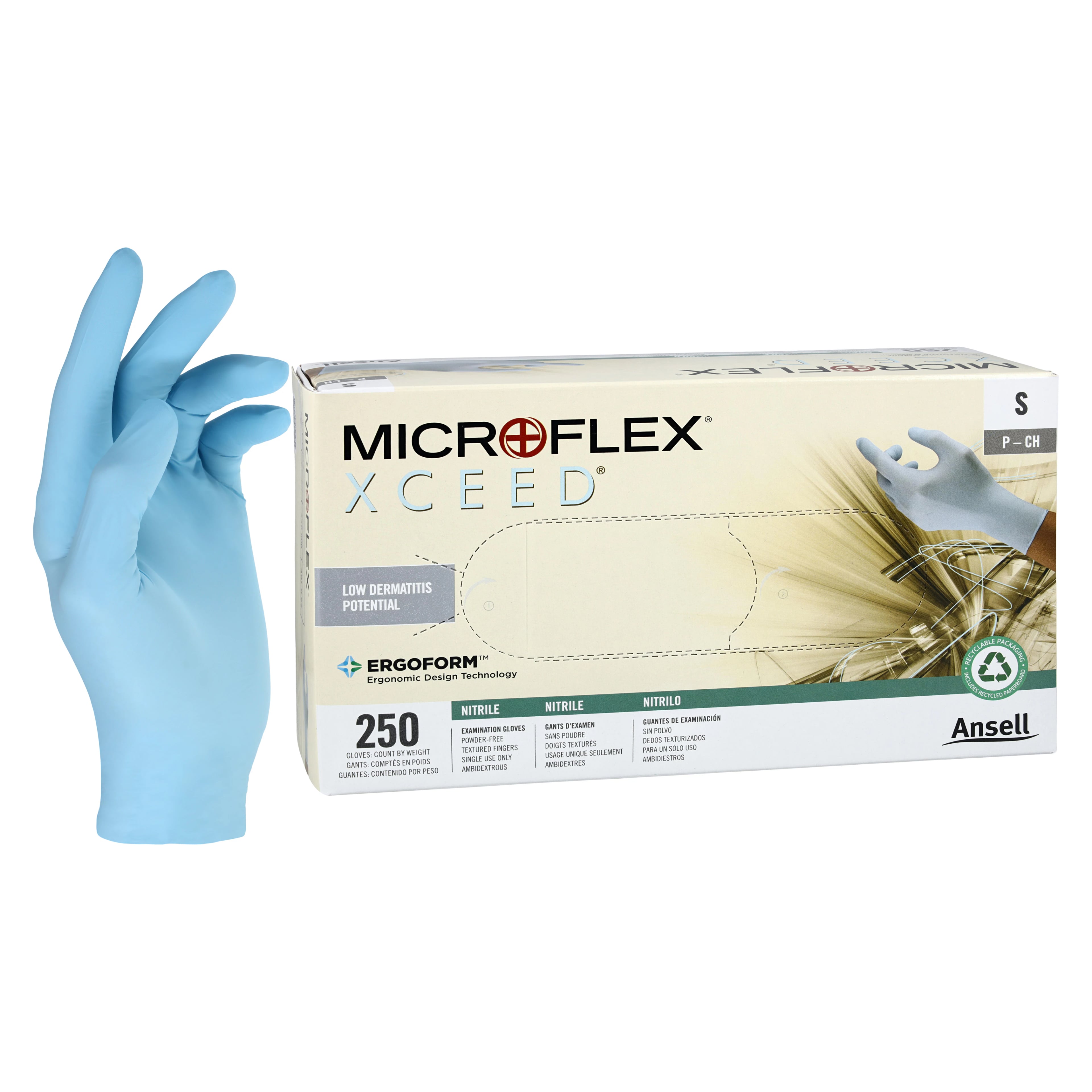 XCEED® Nitrile Examination Gloves, Powder Free, Latex Free, Blue, Small, 250/Box, XC-310-S
