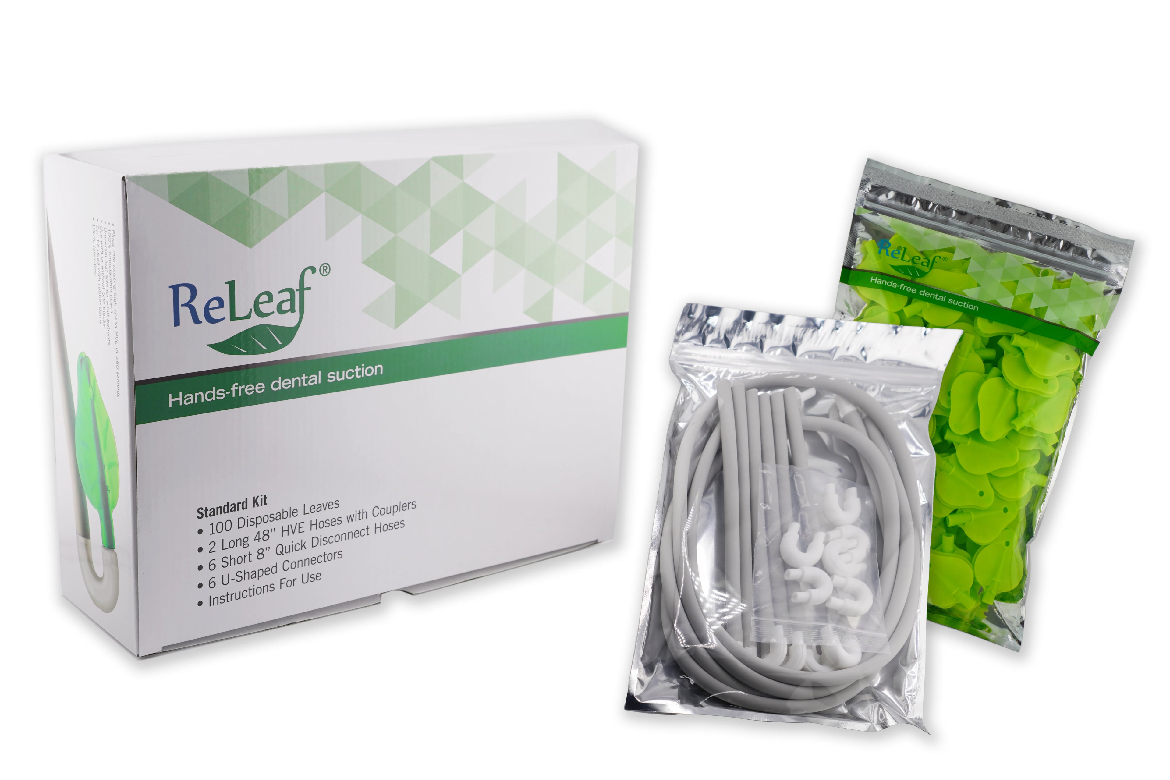 ReLeaf Hands-Free HVE Suction Standard Kit, 100 Leaves, 2 Long Hoses, 6 Short Quick-Disconnect Hoses, 6 U-Connectors, RLF10035