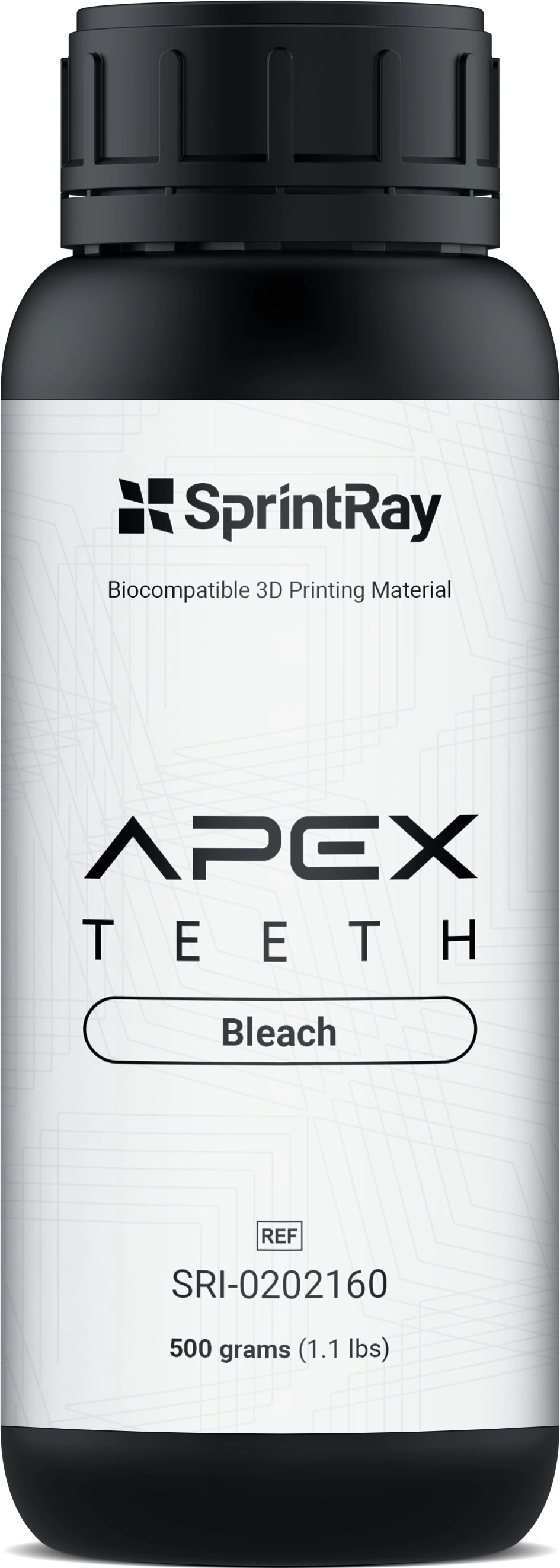 SprintRay APEX Teeth Nanoceramic Denture Teeth Resin, Bleach Shade, 500 g Bottle